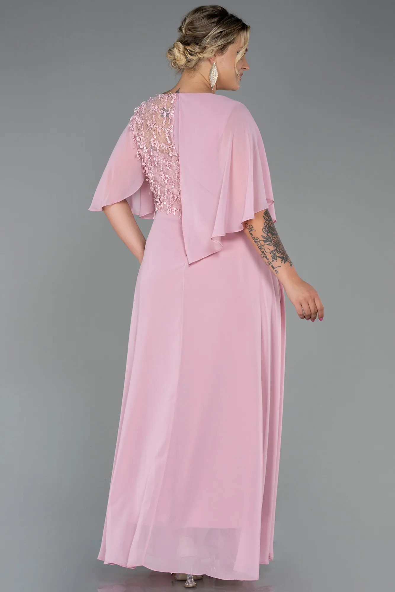 Powder Color-Long Chiffon Plus Size Evening Dress ABU3257