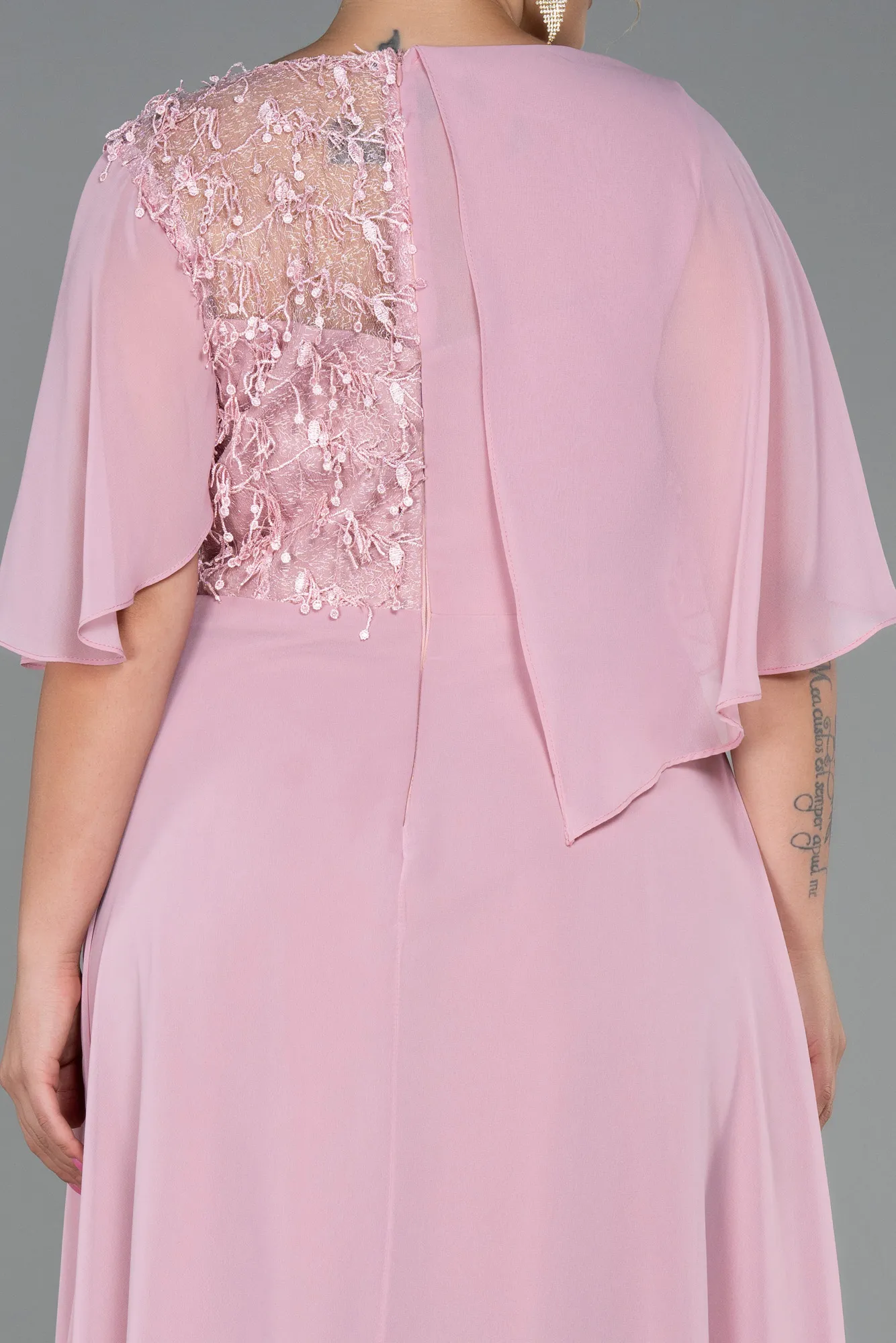 Powder Color-Long Chiffon Plus Size Evening Dress ABU3257