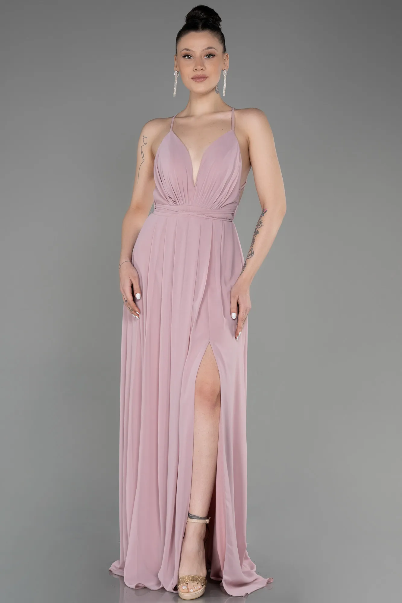 Powder Color-Long Chiffon Prom Gown ABU3548