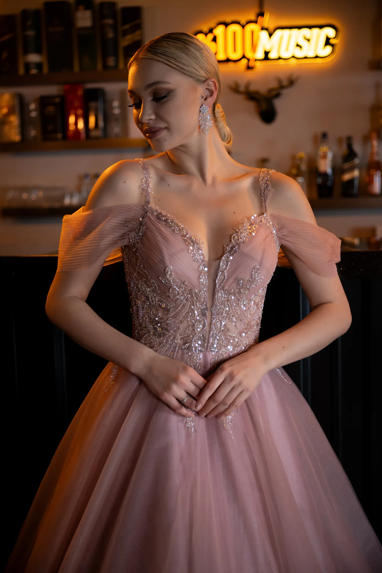 Powder Color-Long Designer Evening Dress ABU3663