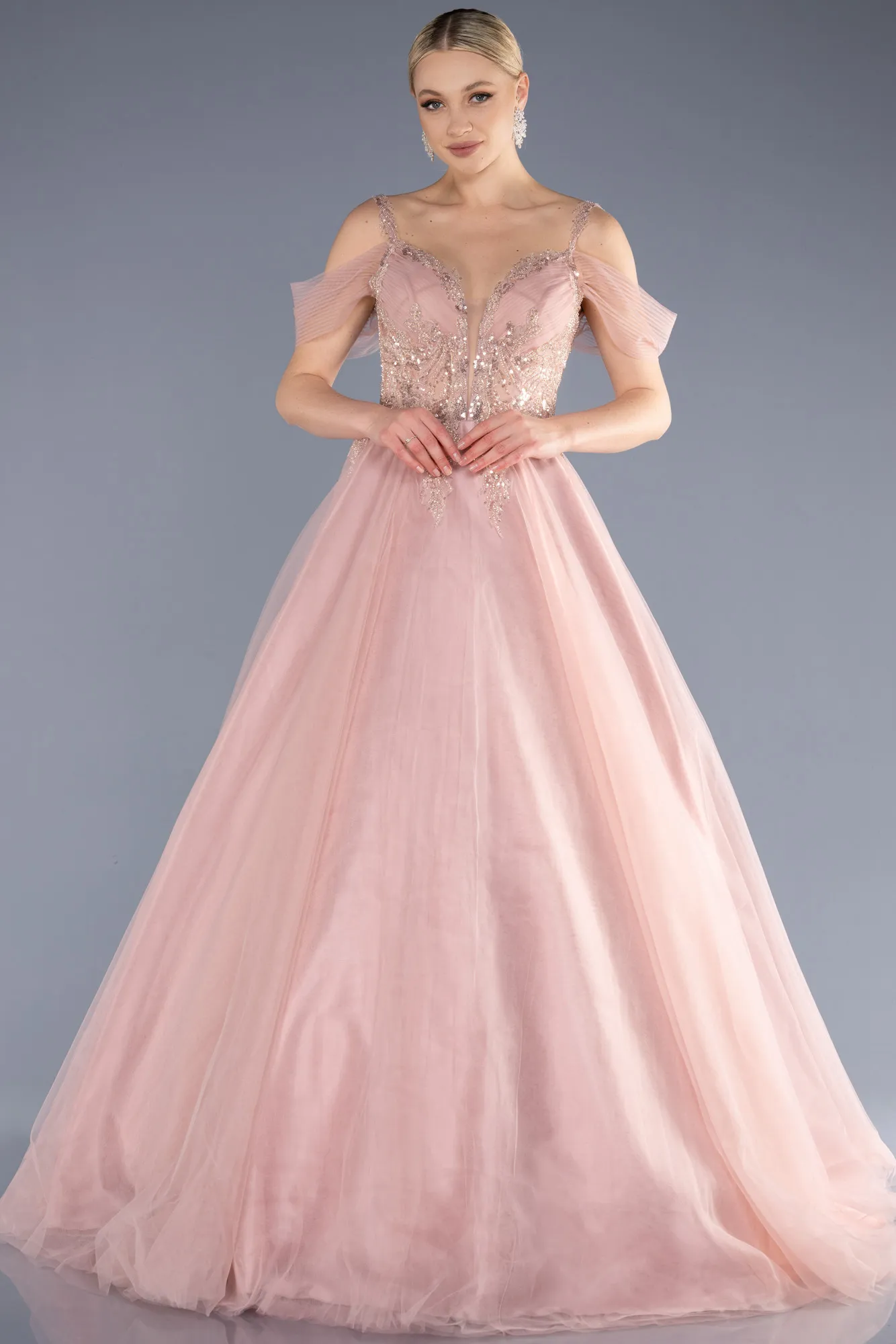 Powder Color-Long Designer Evening Dress ABU3663