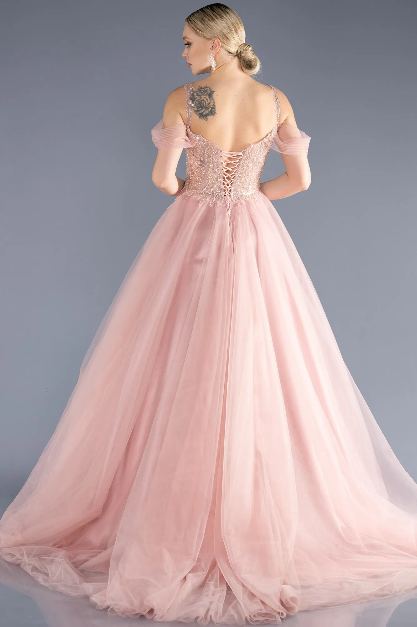 Powder Color-Long Designer Evening Dress ABU3663