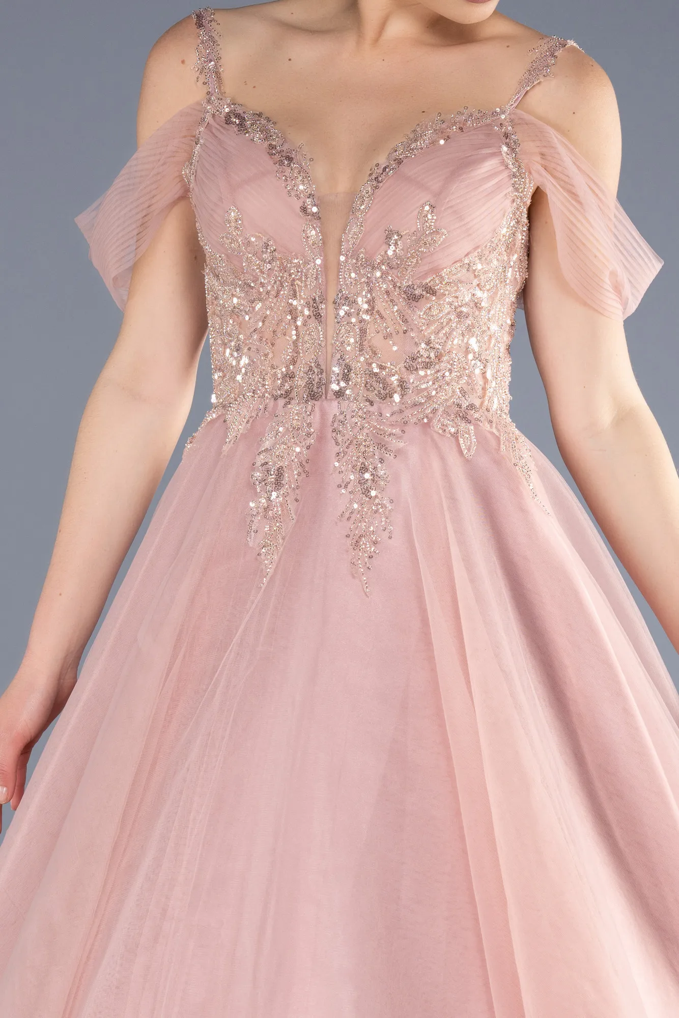 Powder Color-Long Designer Evening Dress ABU3663