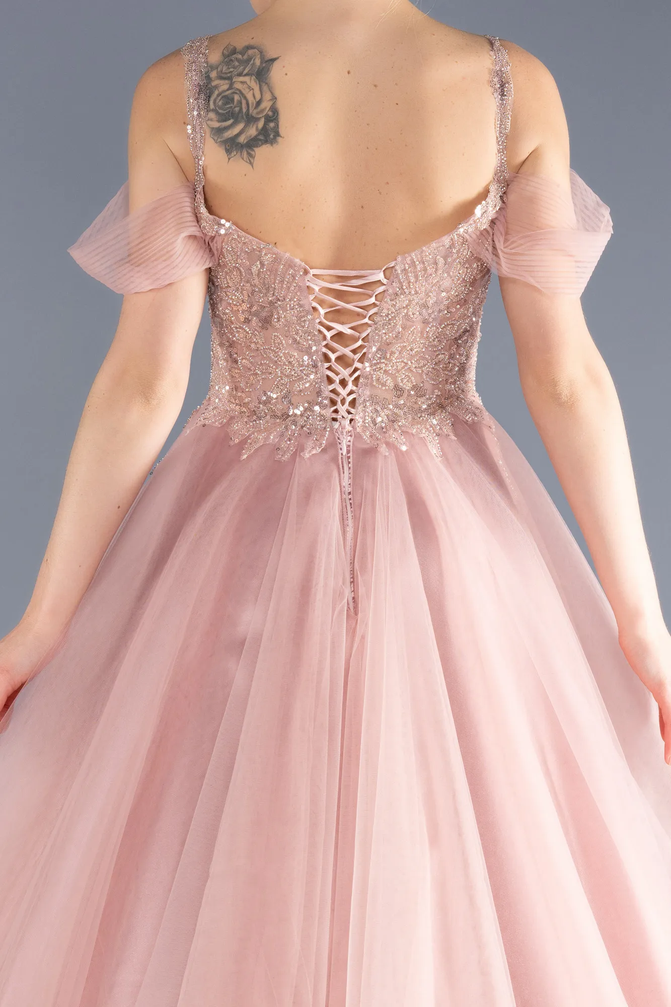 Powder Color-Long Designer Evening Dress ABU3663