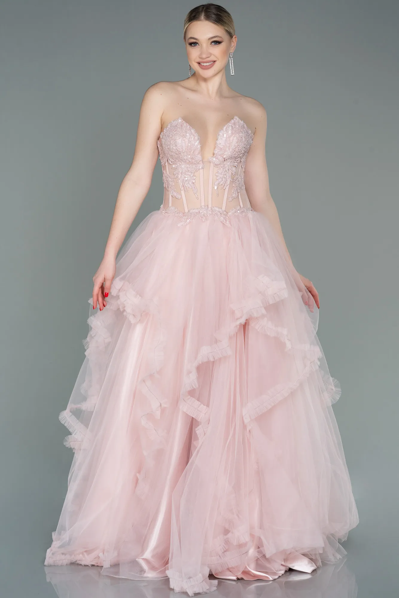 Powder Color-Long Evening Dress ABU3082