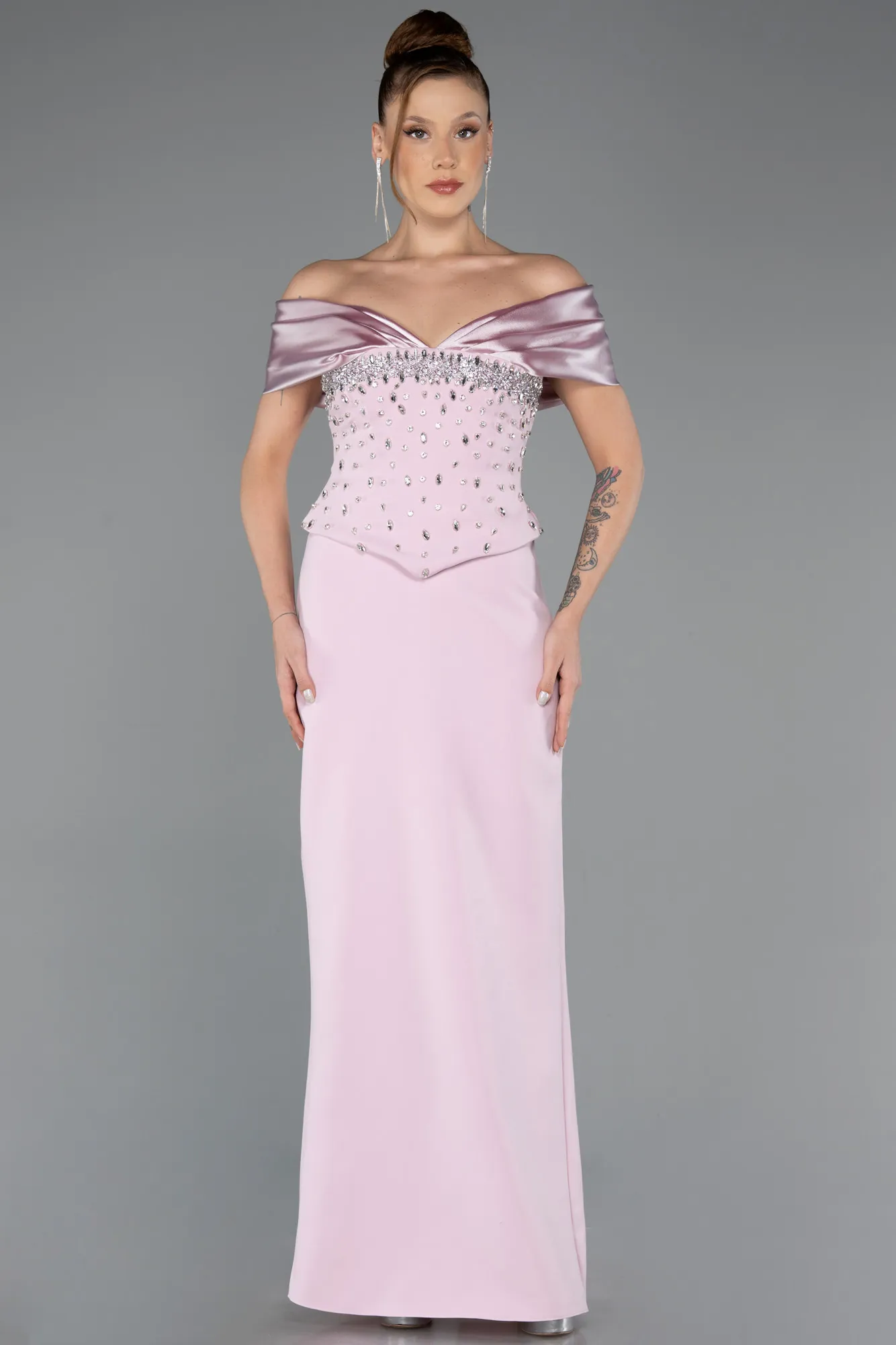 Powder Color-Long Evening Dress ABU5440