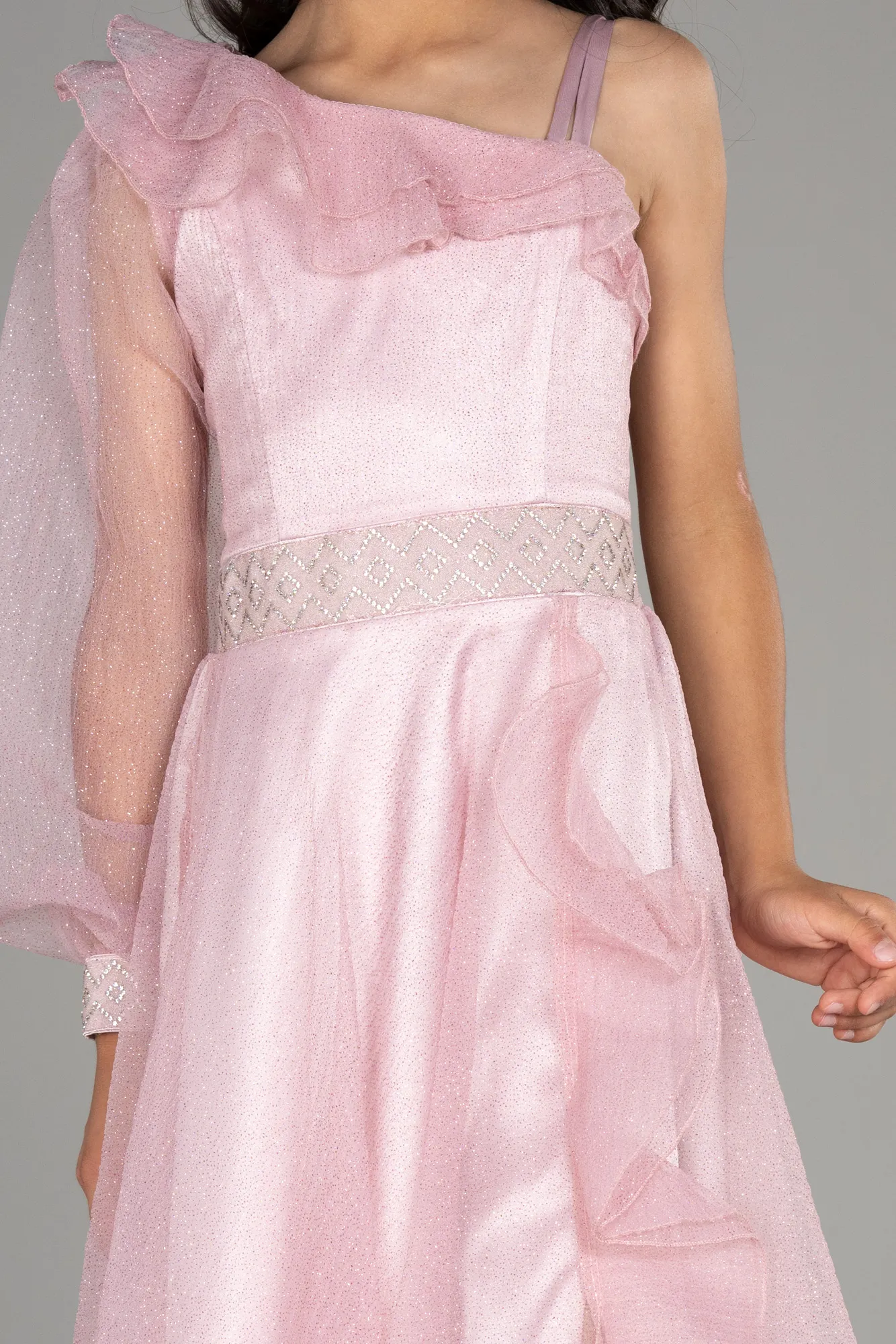 Powder Color-Long Girl Dress ABU2453