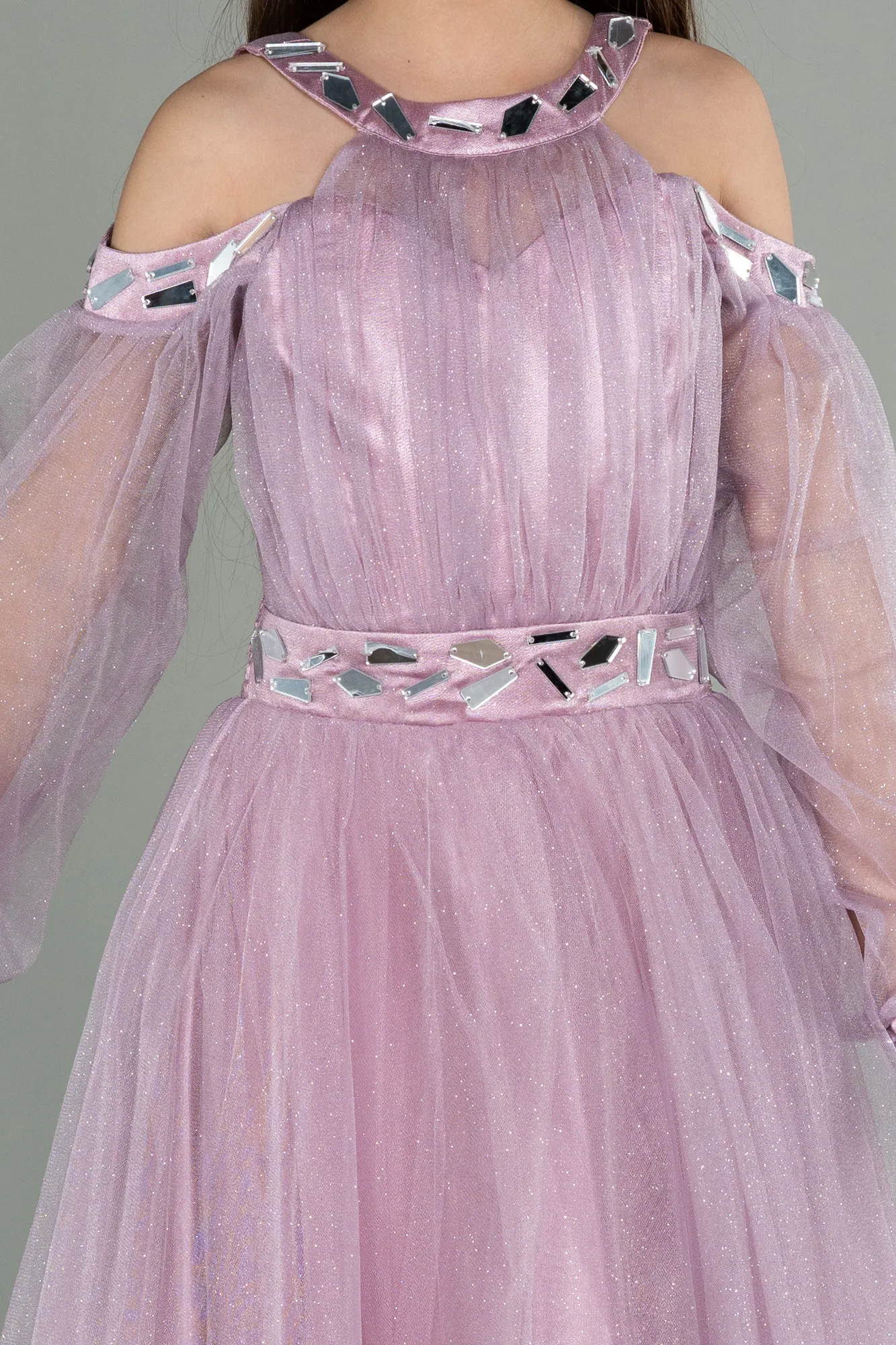 Powder Color-Long Girl Dress ABU2454