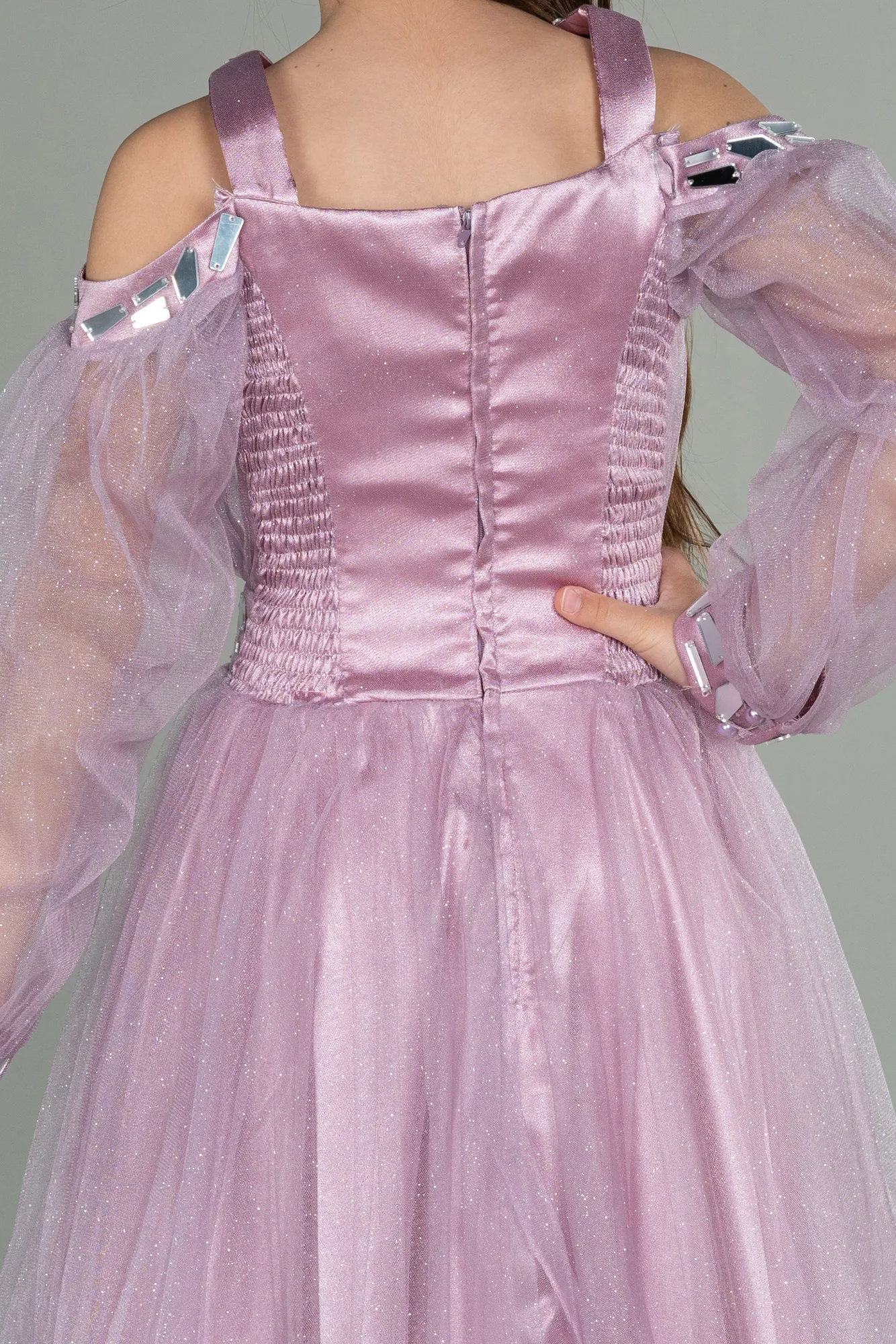 Powder Color-Long Girl Dress ABU2454