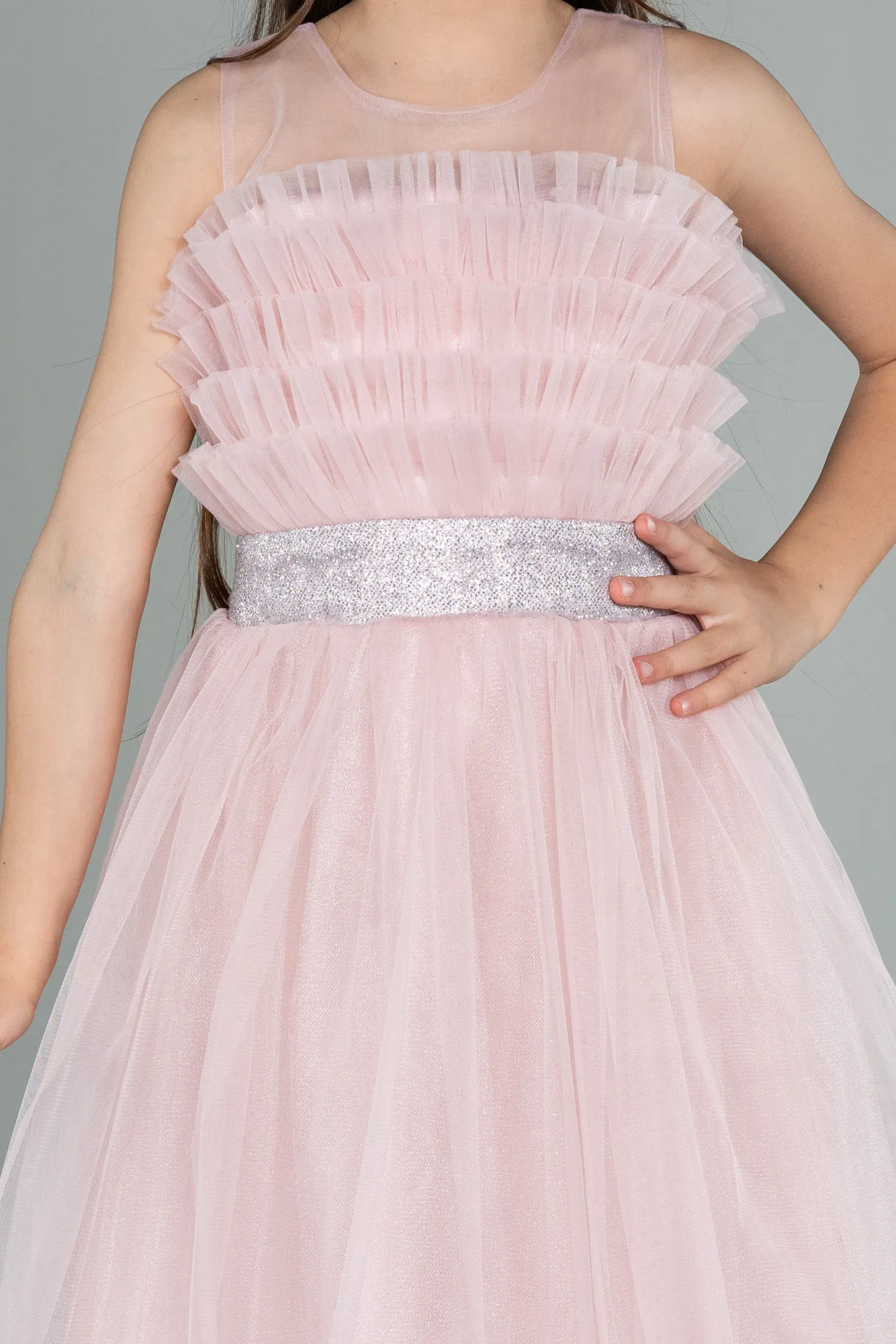 Powder Color-Long Girl Dress ABU3032