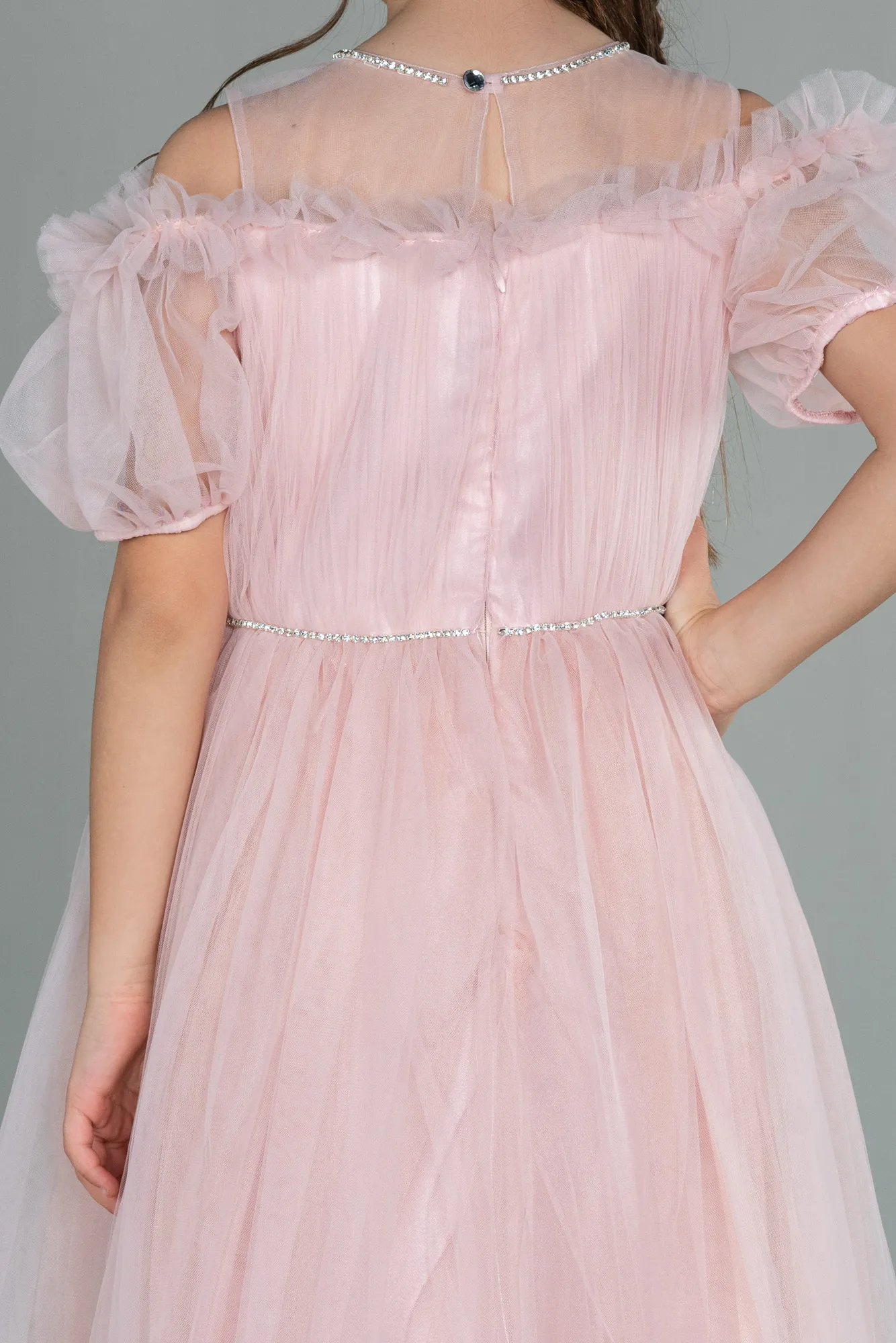 Powder Color-Long Girl Dress ABU3042