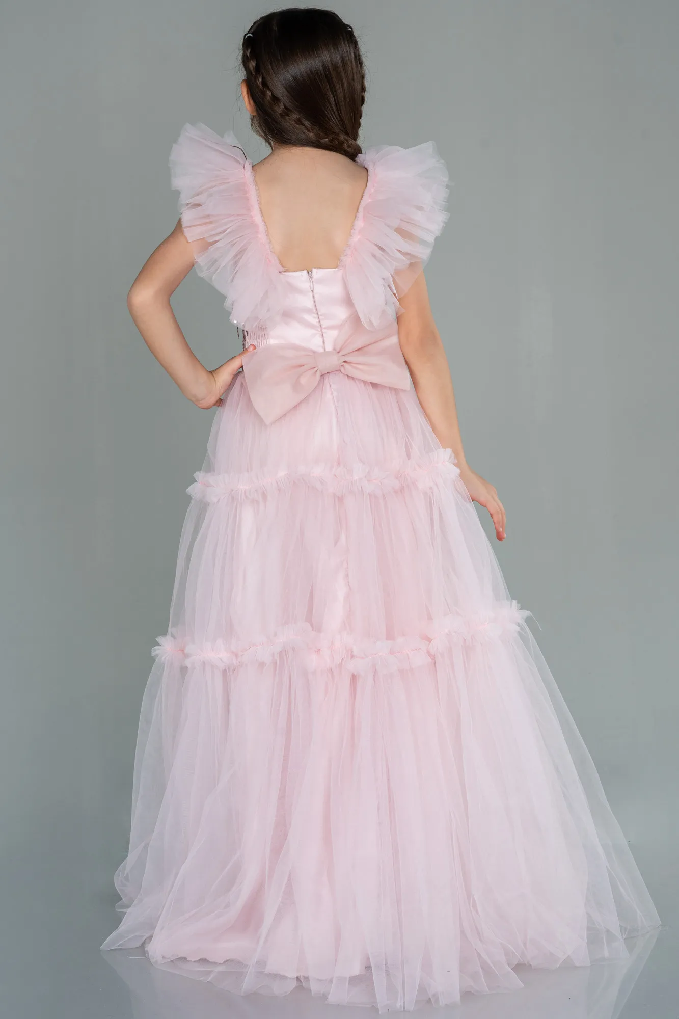 Powder Color-Long Girl Dress ABU3045