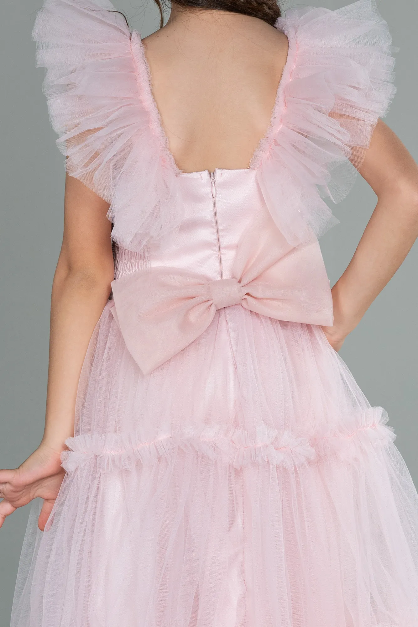 Powder Color-Long Girl Dress ABU3045