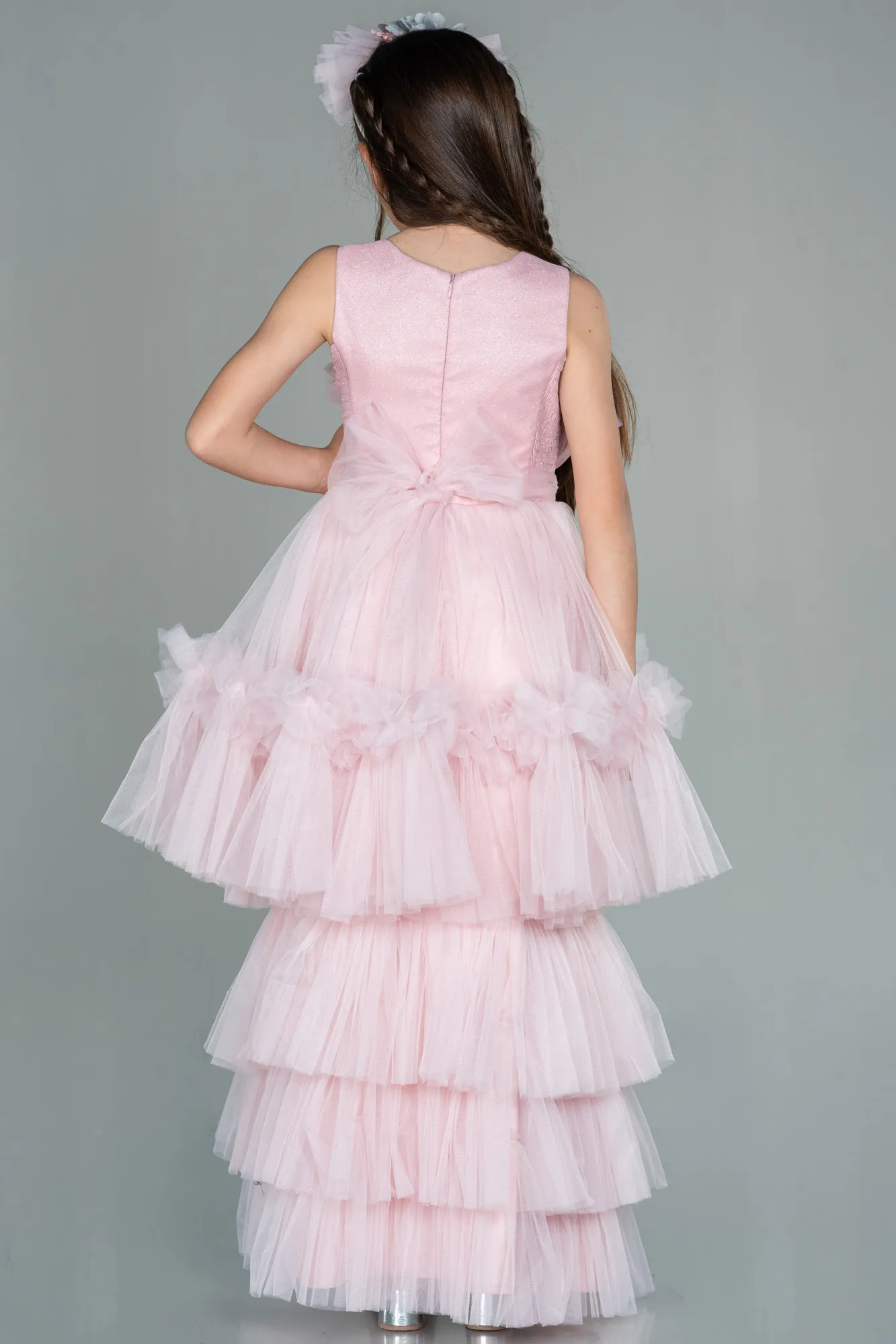 Powder Color-Long Girl Dress ABU3047