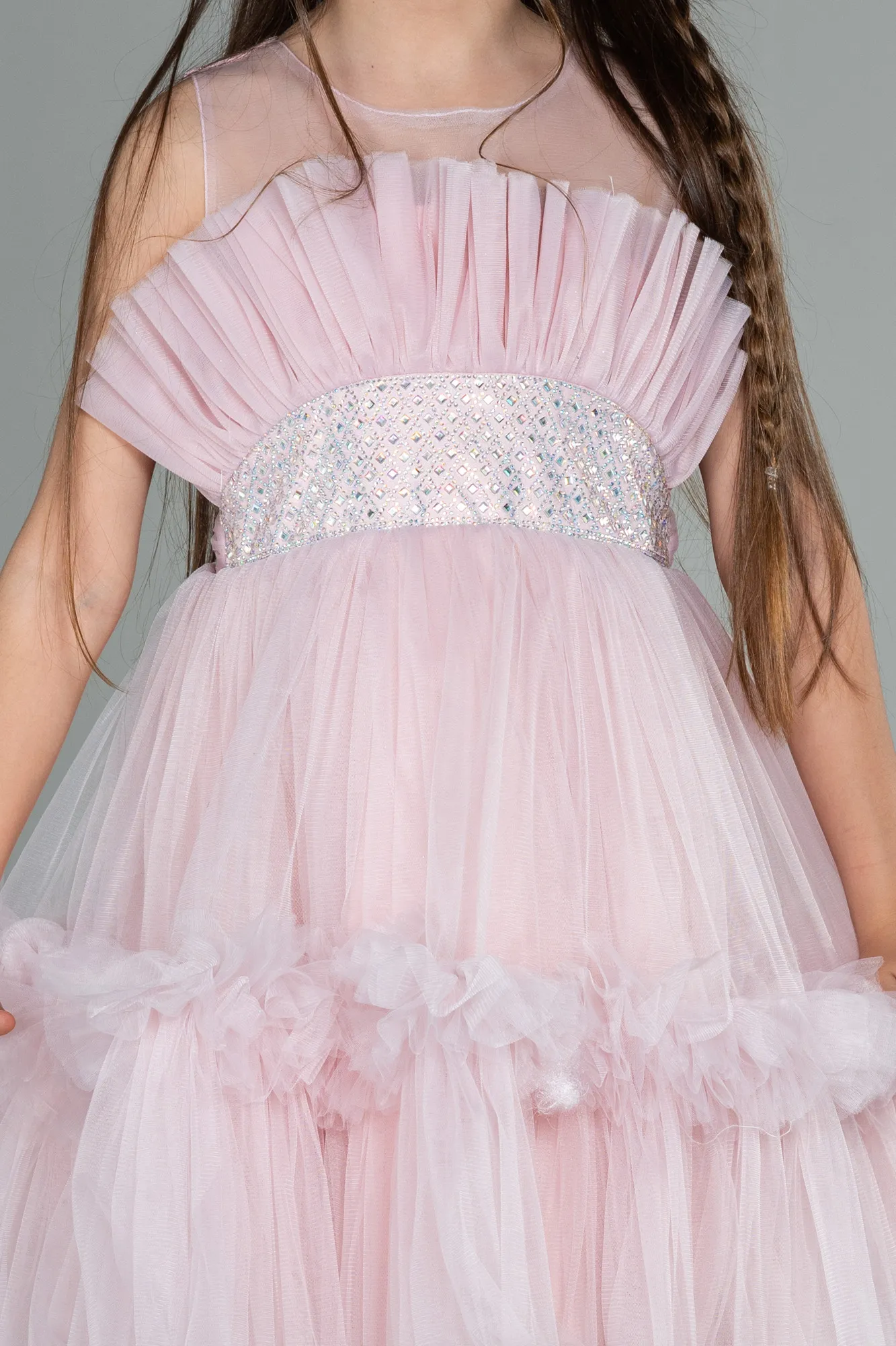 Powder Color-Long Girl Dress ABU3047