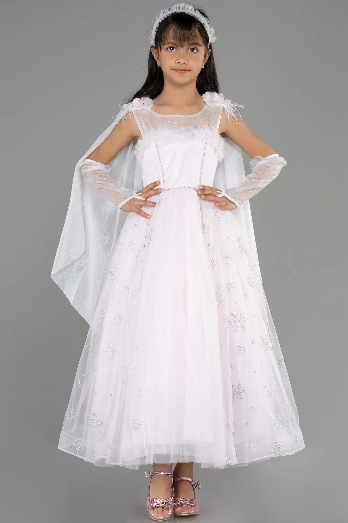 Powder Color-Long Girl Dress ABU3724