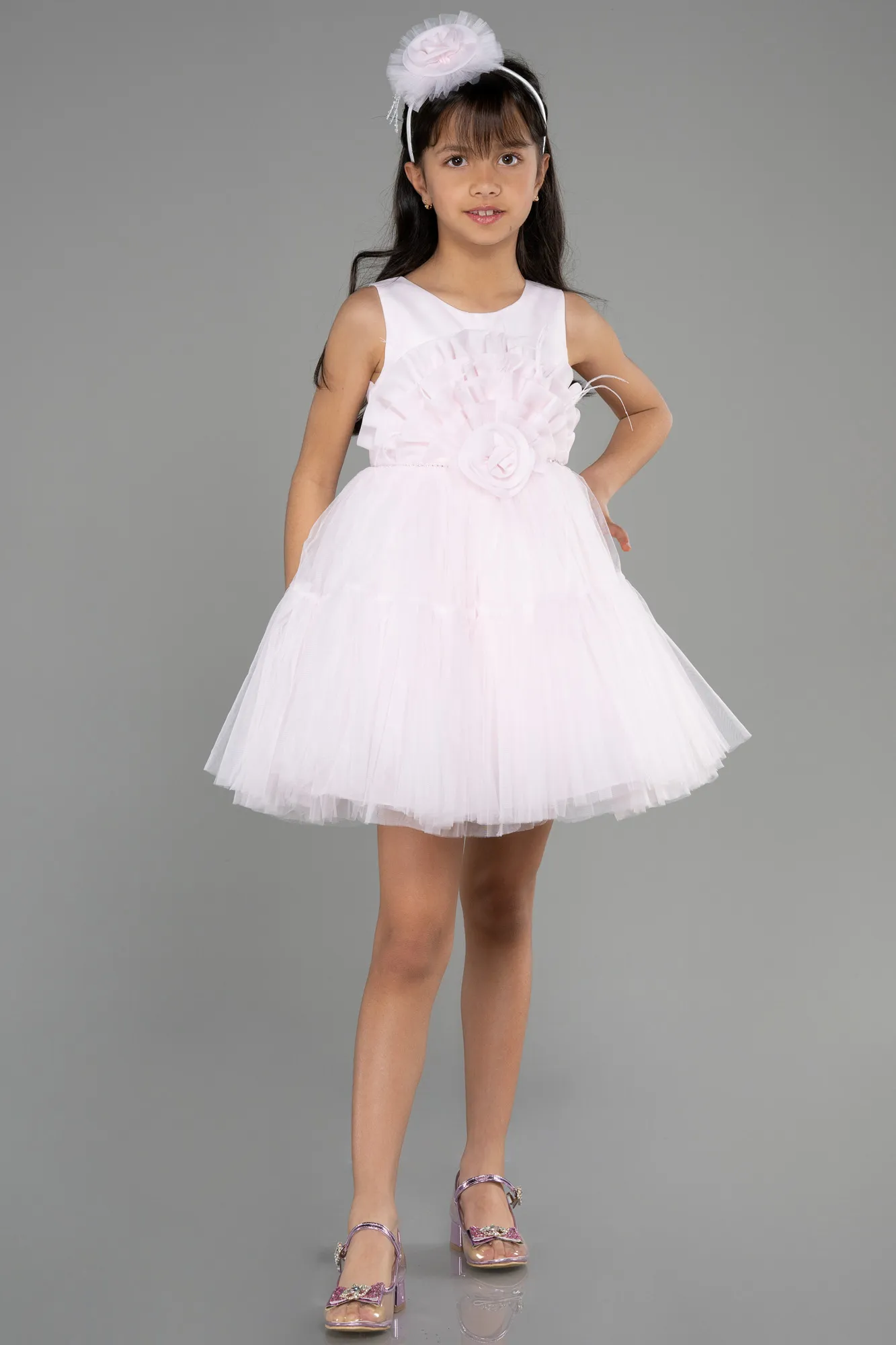 Powder Color-Long Girl Dress ABU3725