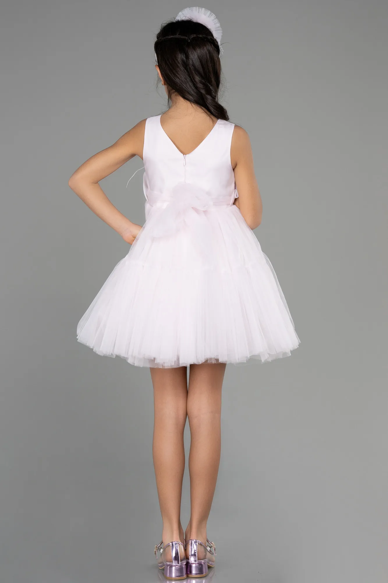 Powder Color-Long Girl Dress ABU3725