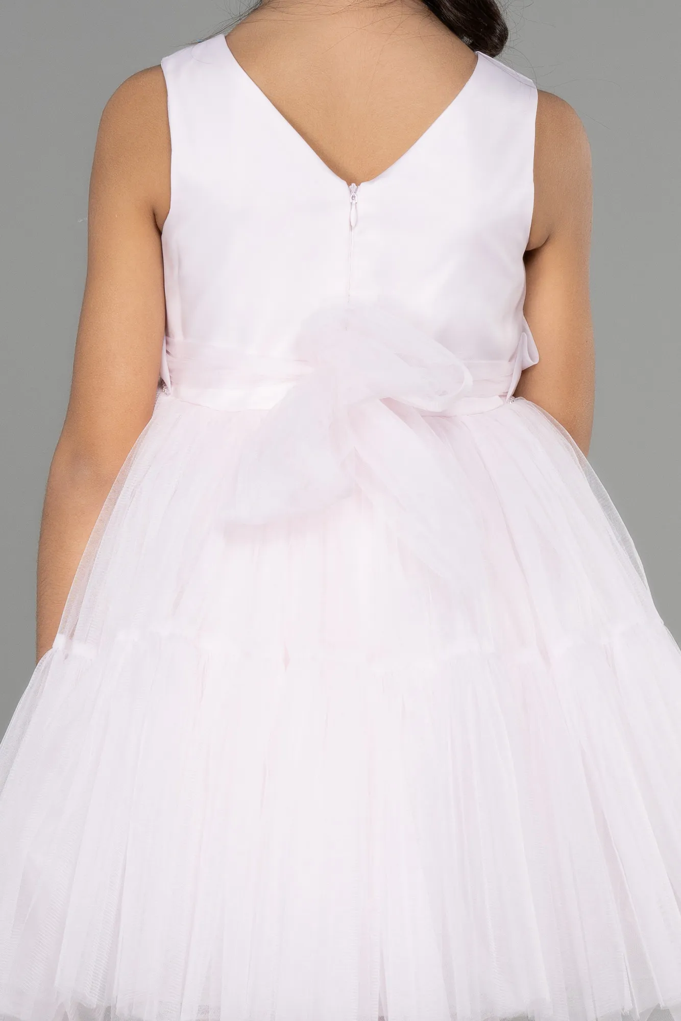 Powder Color-Long Girl Dress ABU3725