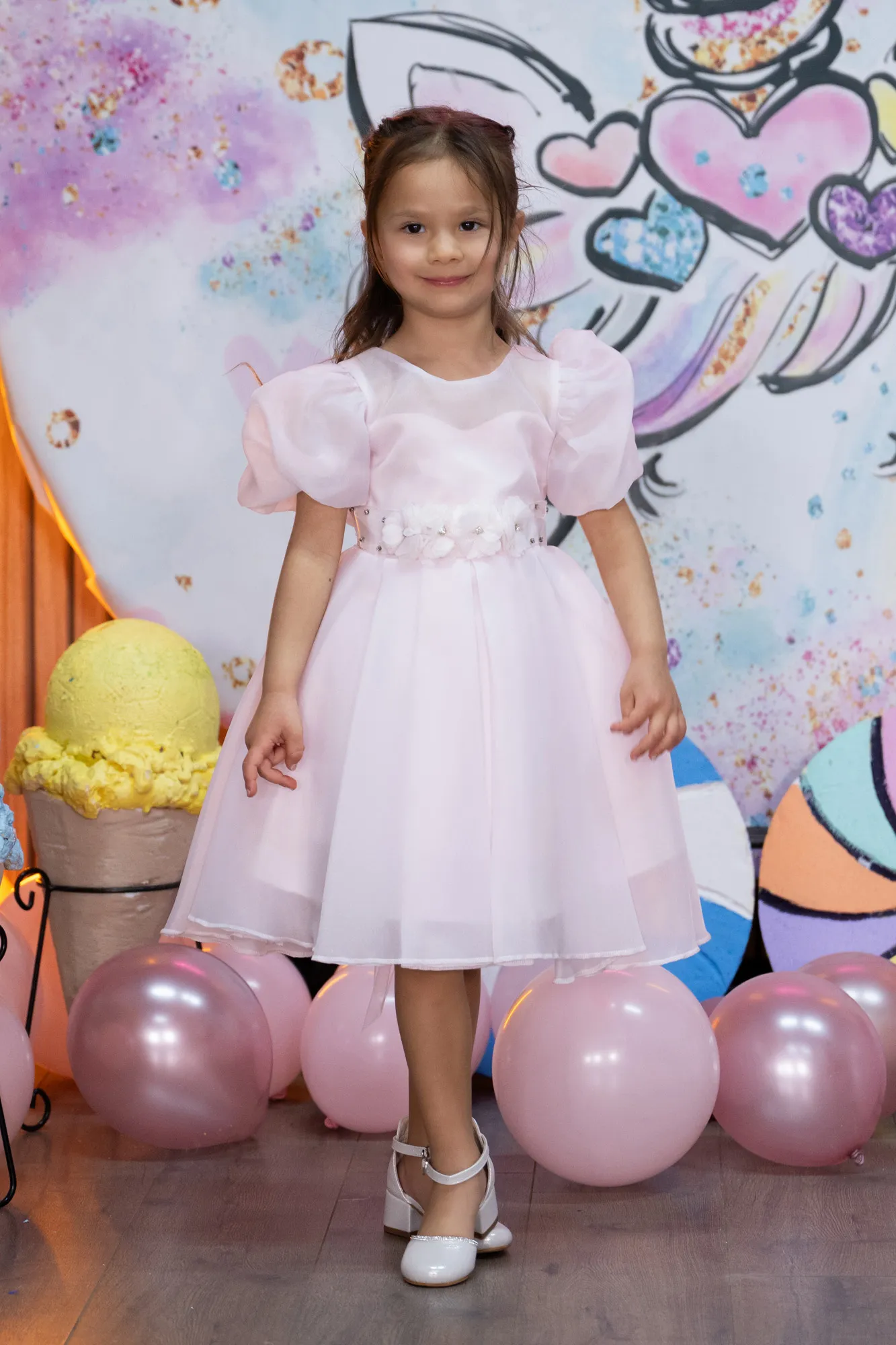 Powder Color-Long Girl Dress ABU3791