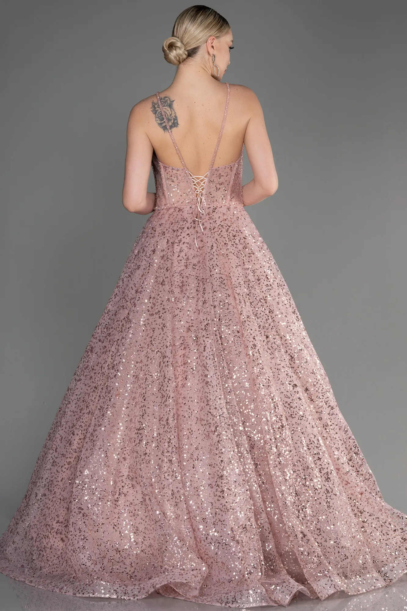 Powder Color-Long Haute Couture Dress ABU3556