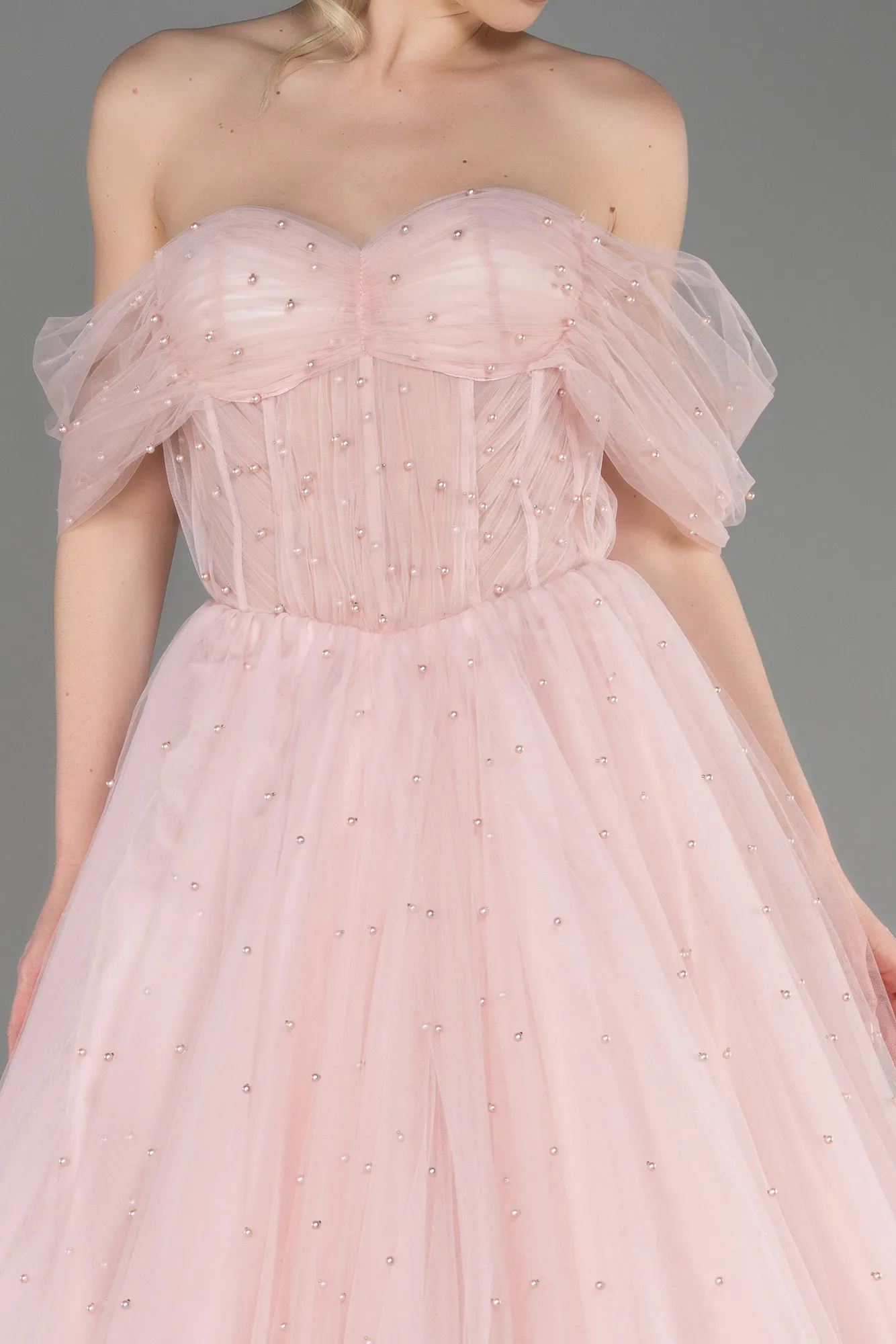 Powder Color-Long Haute Couture Dress ABU3599