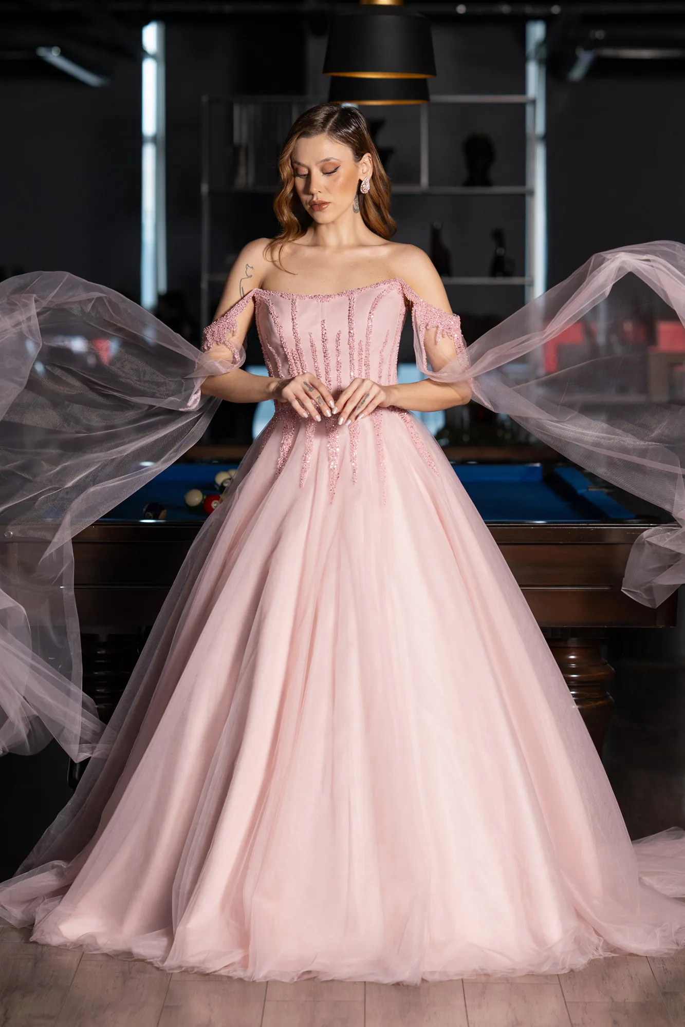 Powder Color-Long Haute Couture Dress ABU5466