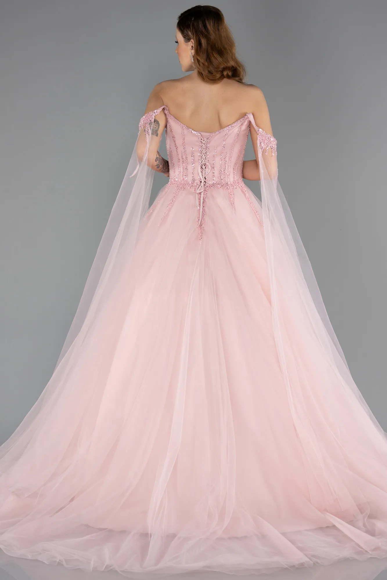 Powder Color-Long Haute Couture Dress ABU5466