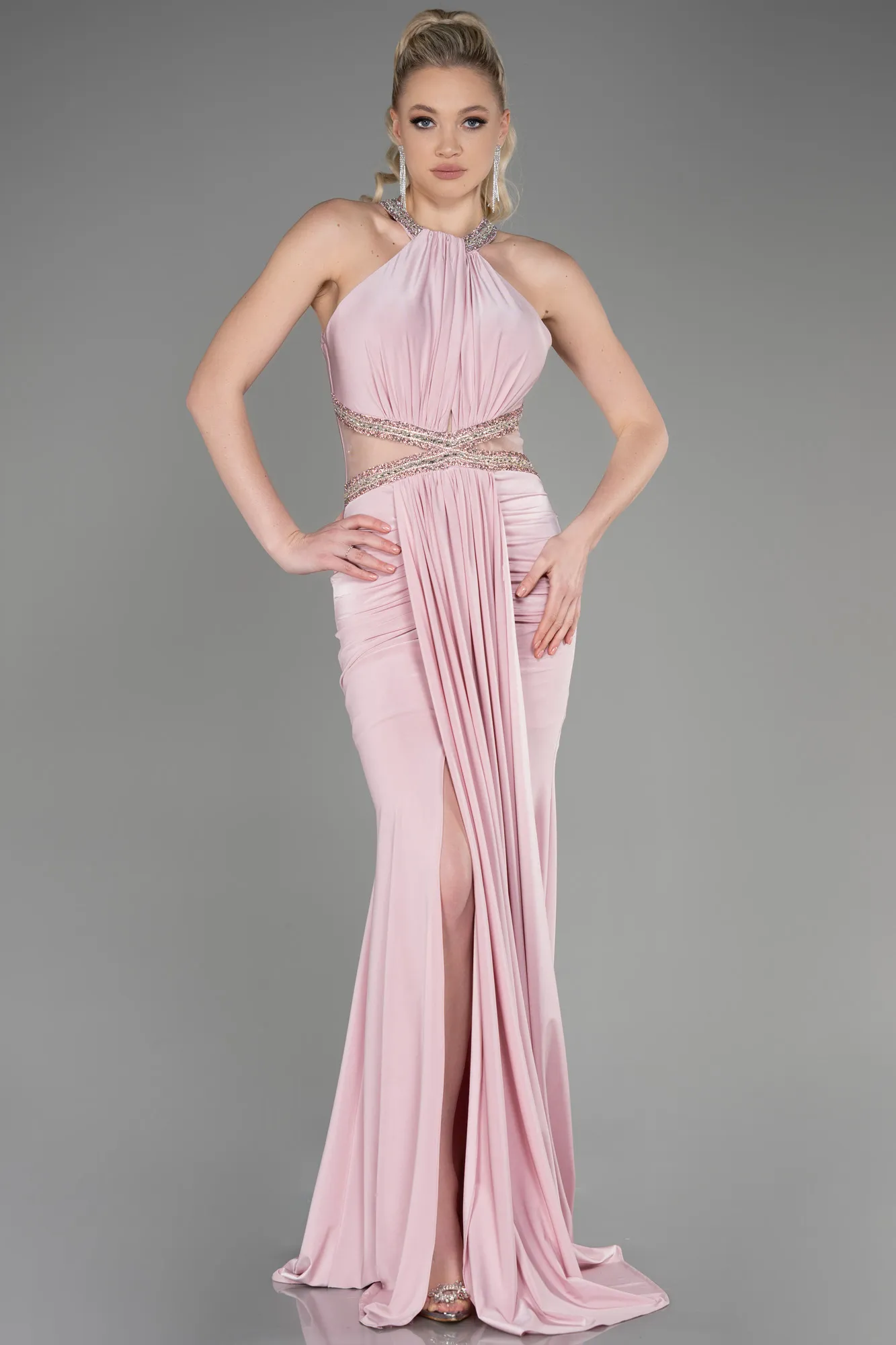 Powder Color-Long Mermaid Prom Dress ABU2940