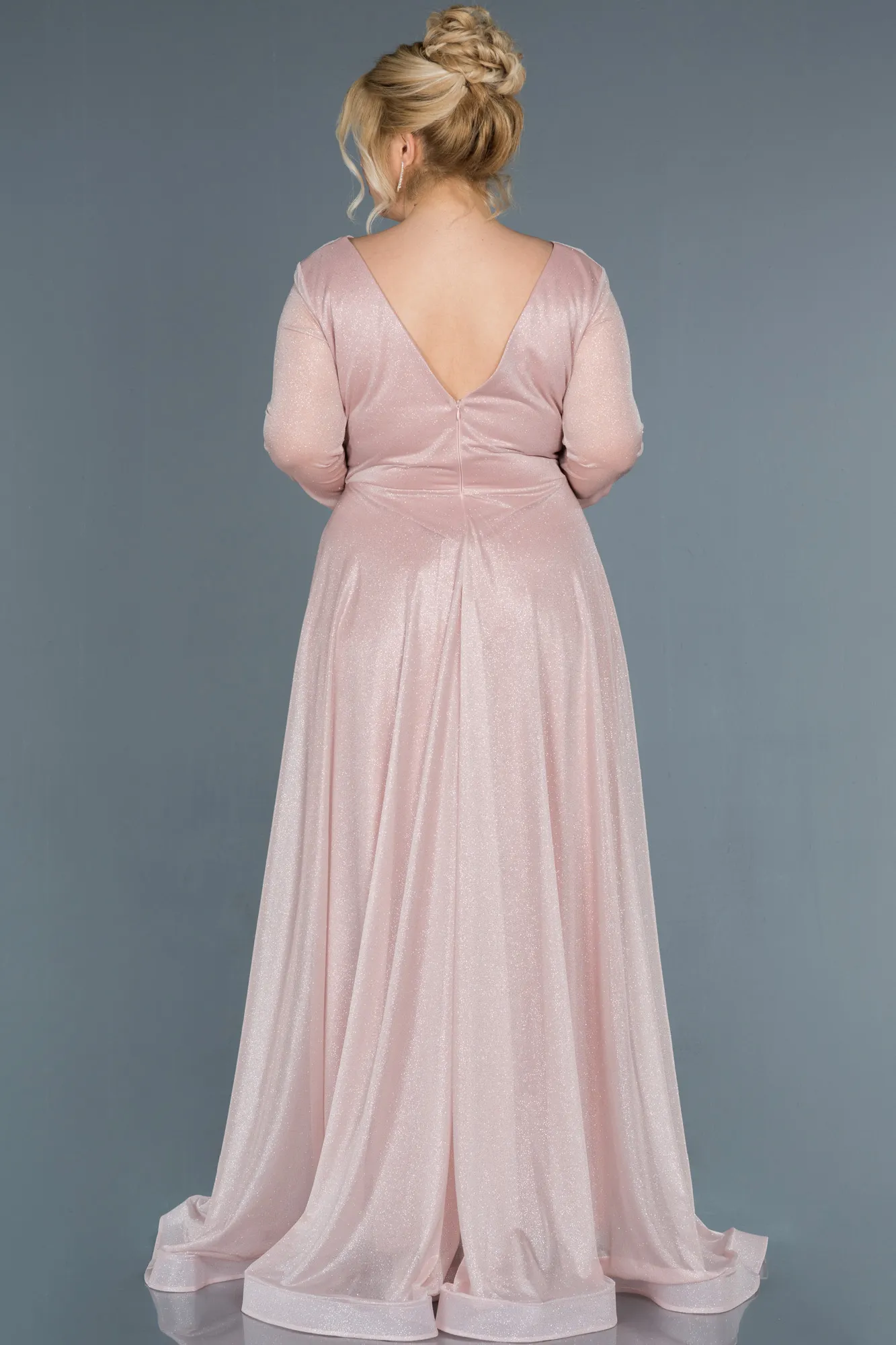 Powder Color-Long Oversized Evening Dress ABU991