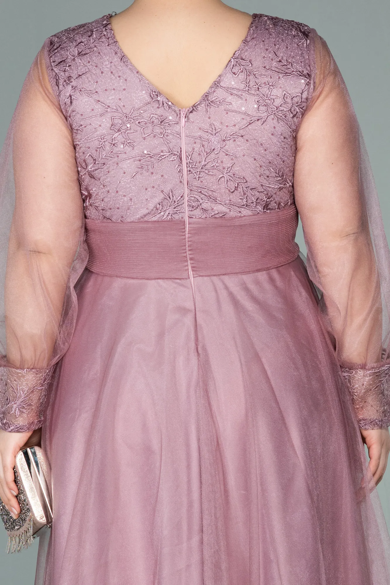 Powder Color-Long Plus Size Evening Dress ABU2196