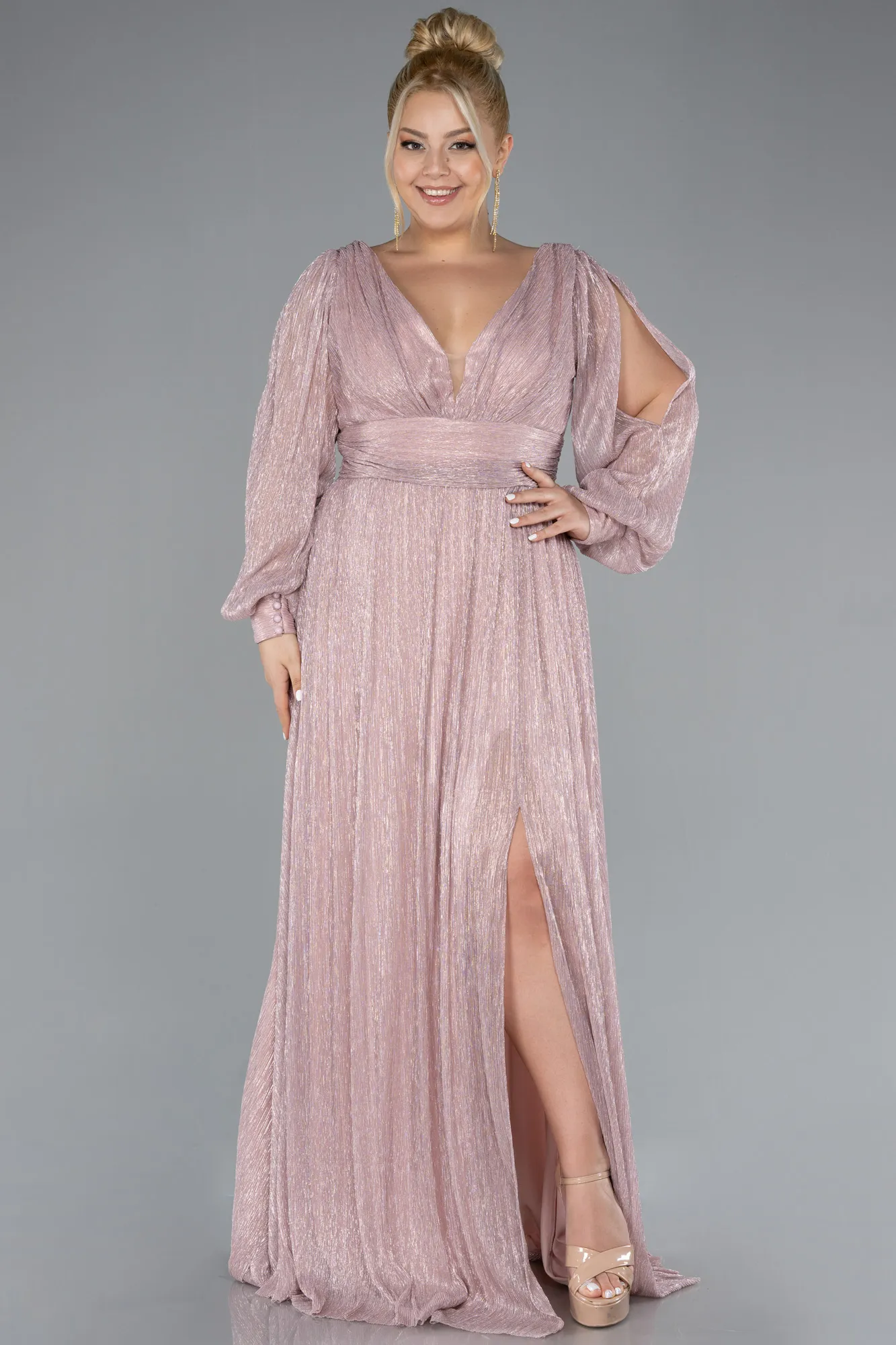 Powder Color-Long Plus Size Evening Dress ABU3154