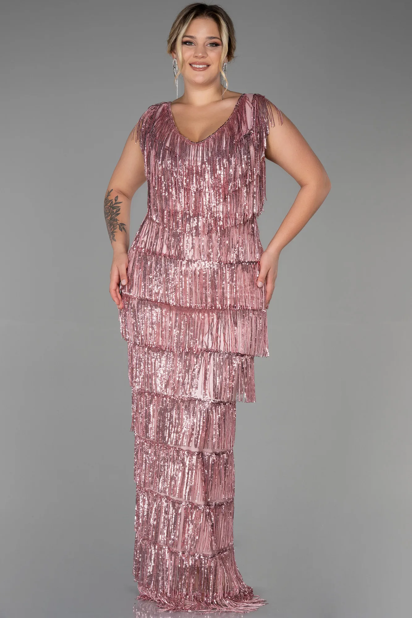 Powder Color-Long Plus Size Evening Dress ABU3320