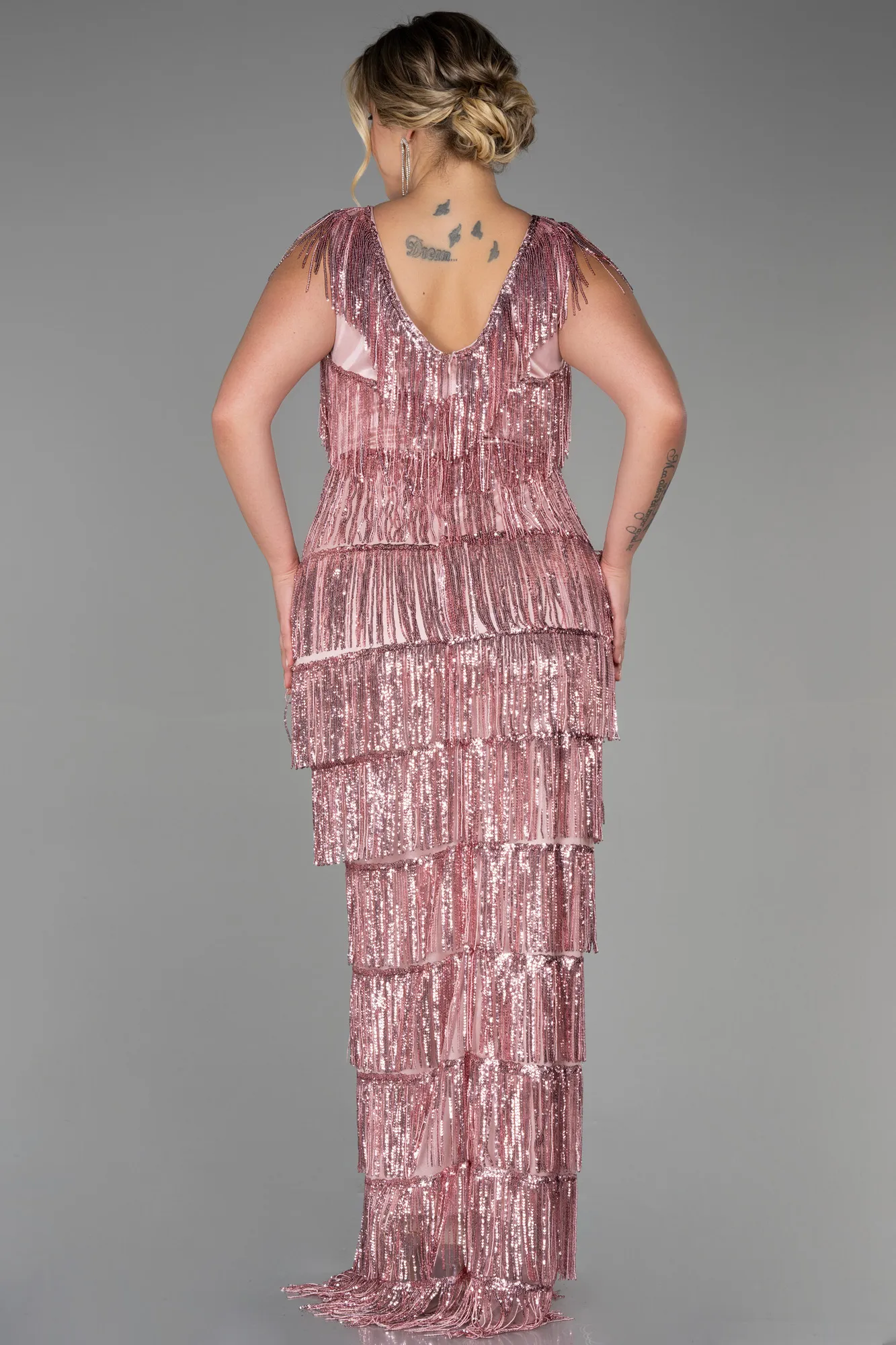 Powder Color-Long Plus Size Evening Dress ABU3320