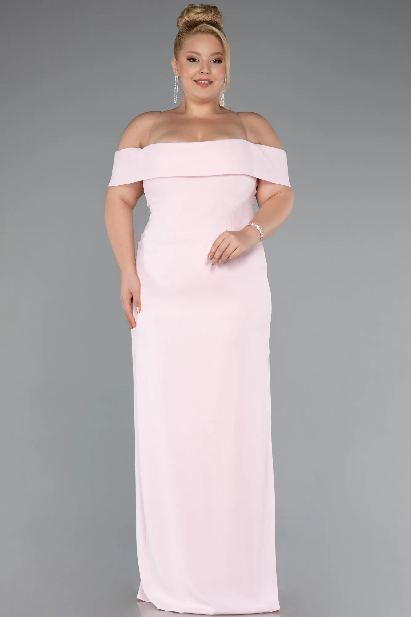 Powder Color-Long Plus Size Evening Gown ABU5174