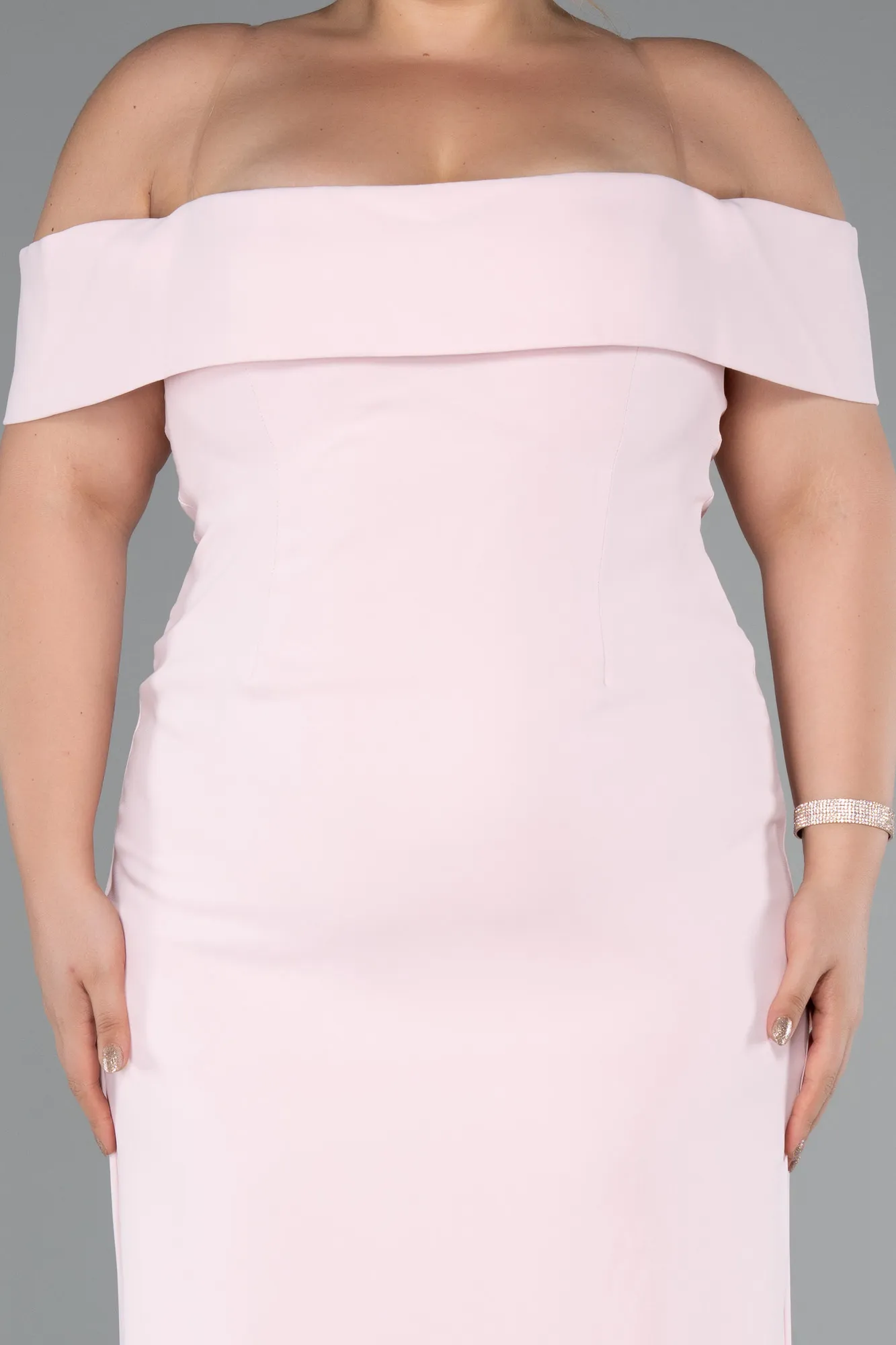 Powder Color-Long Plus Size Evening Gown ABU5174