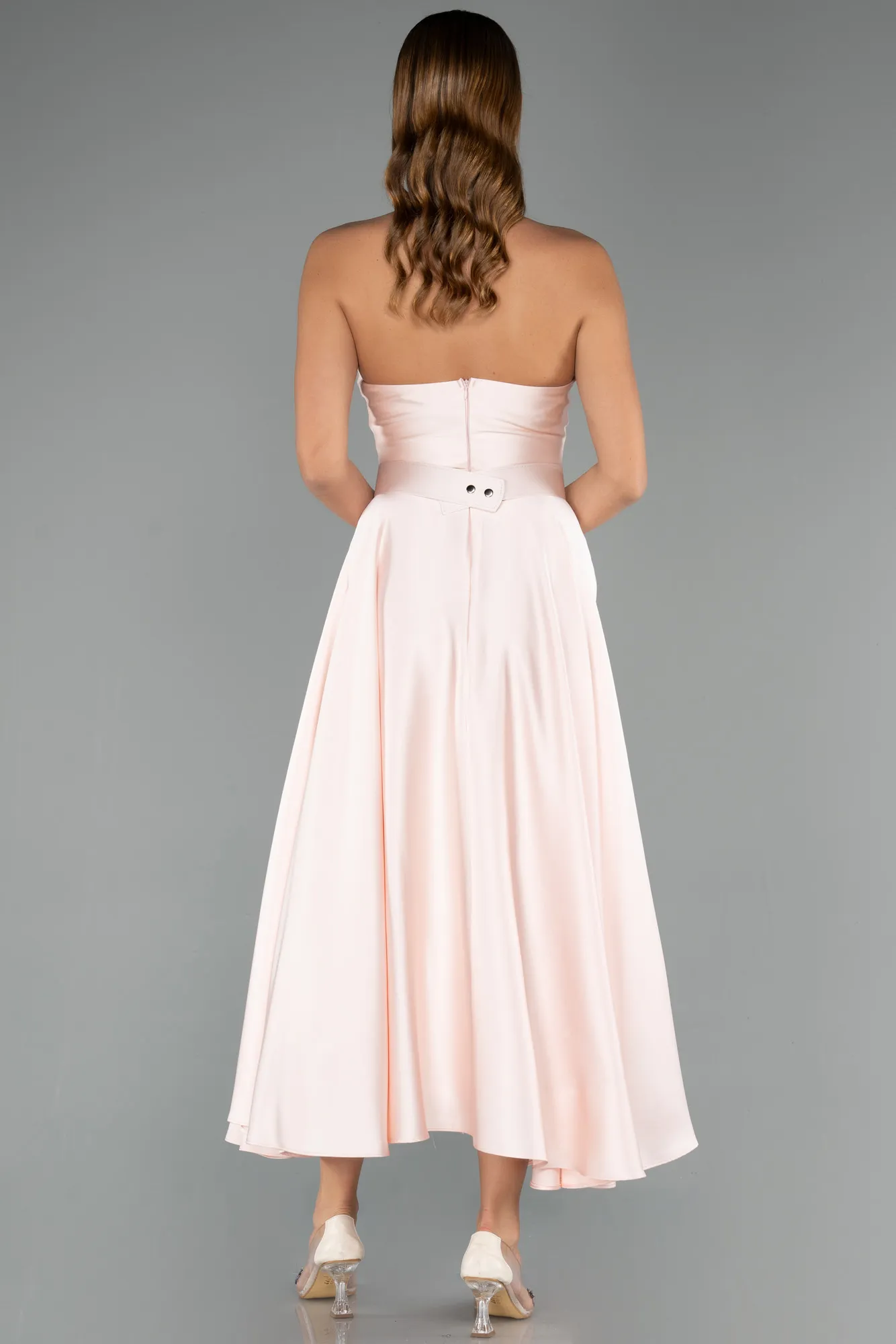 Powder Color-Long Satin Cocktail Dress ABK2471
