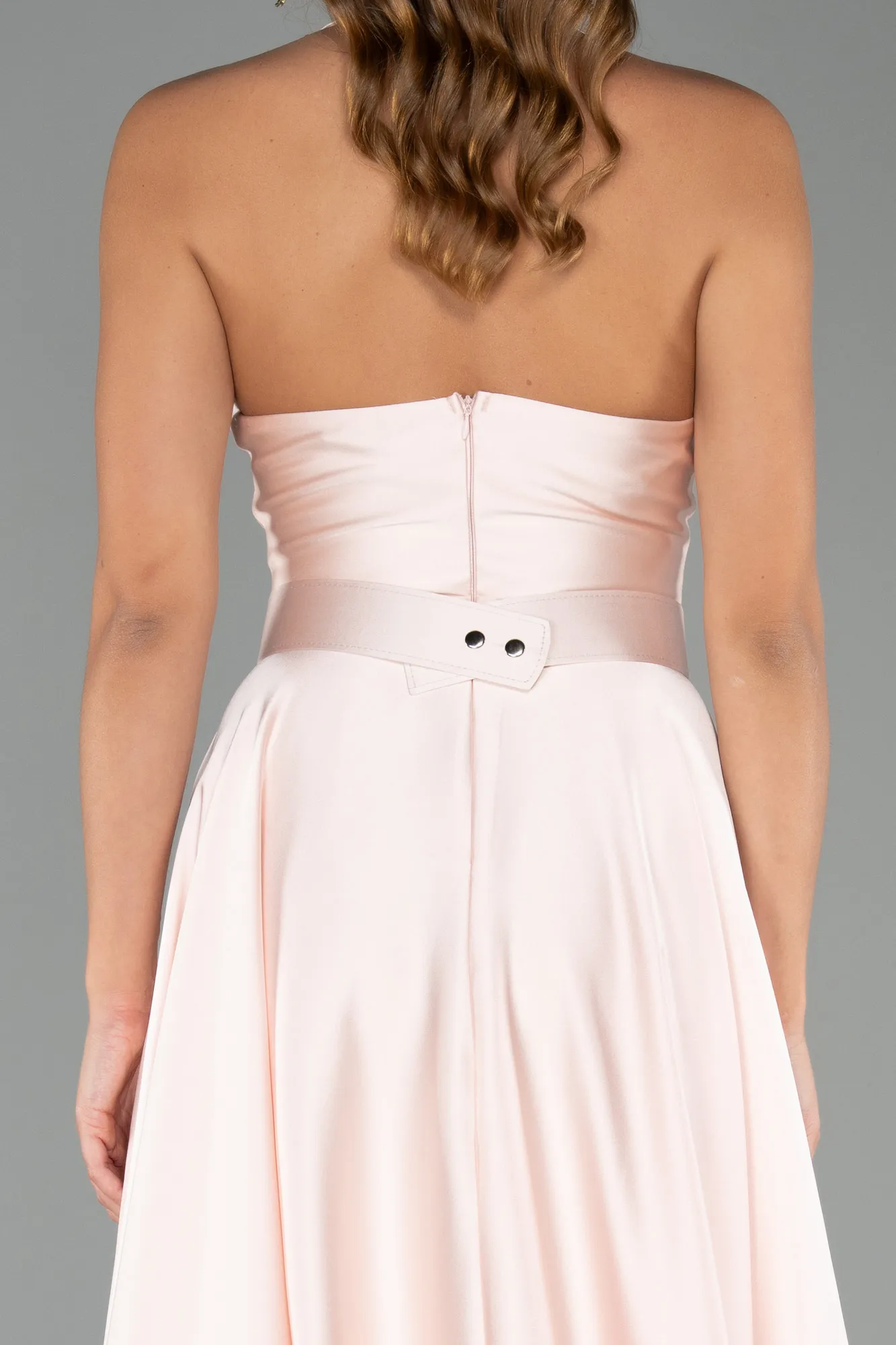Powder Color-Long Satin Cocktail Dress ABK2471