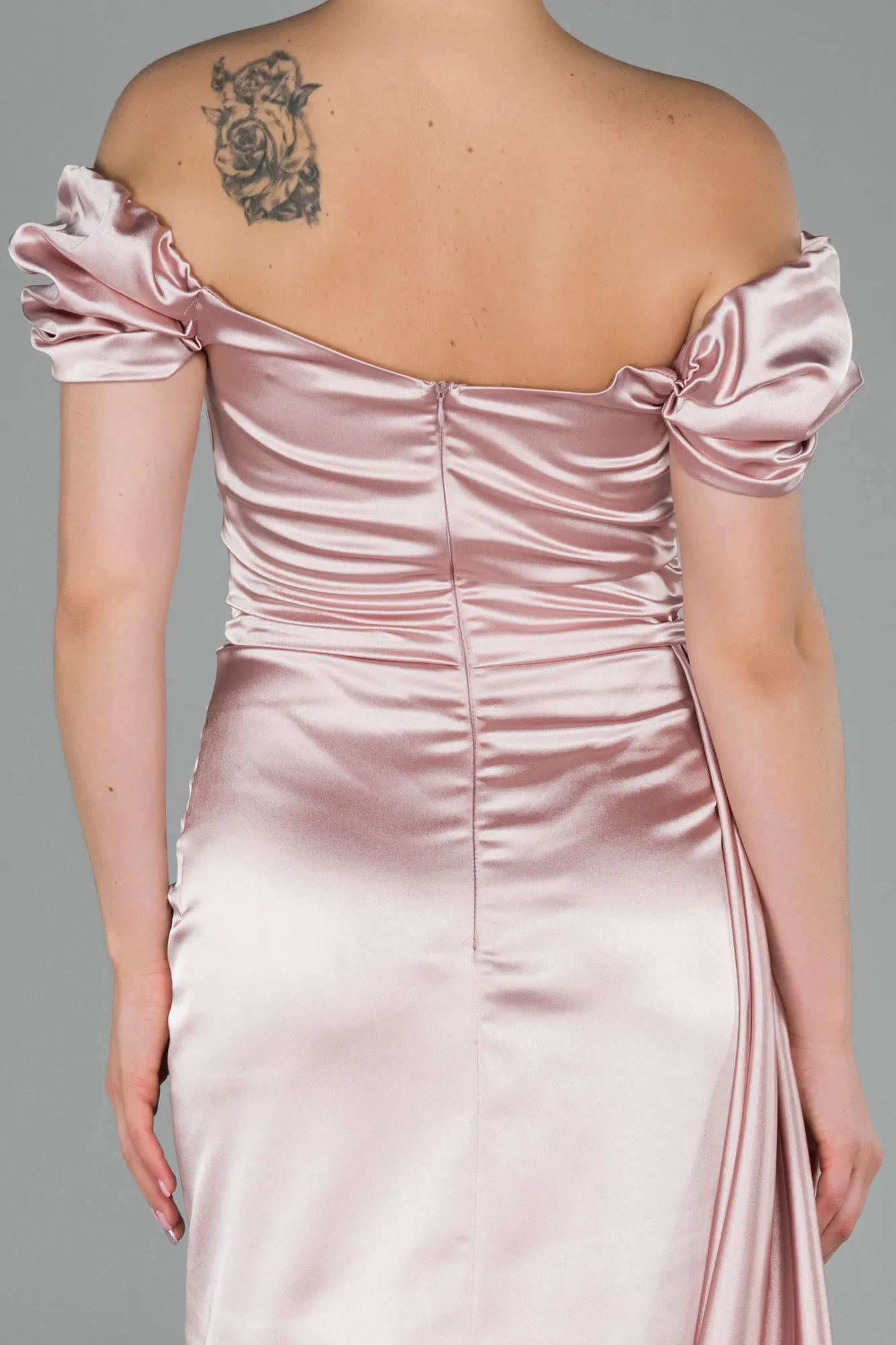 Powder Color-Long Satin Engagement Dress ABU1606