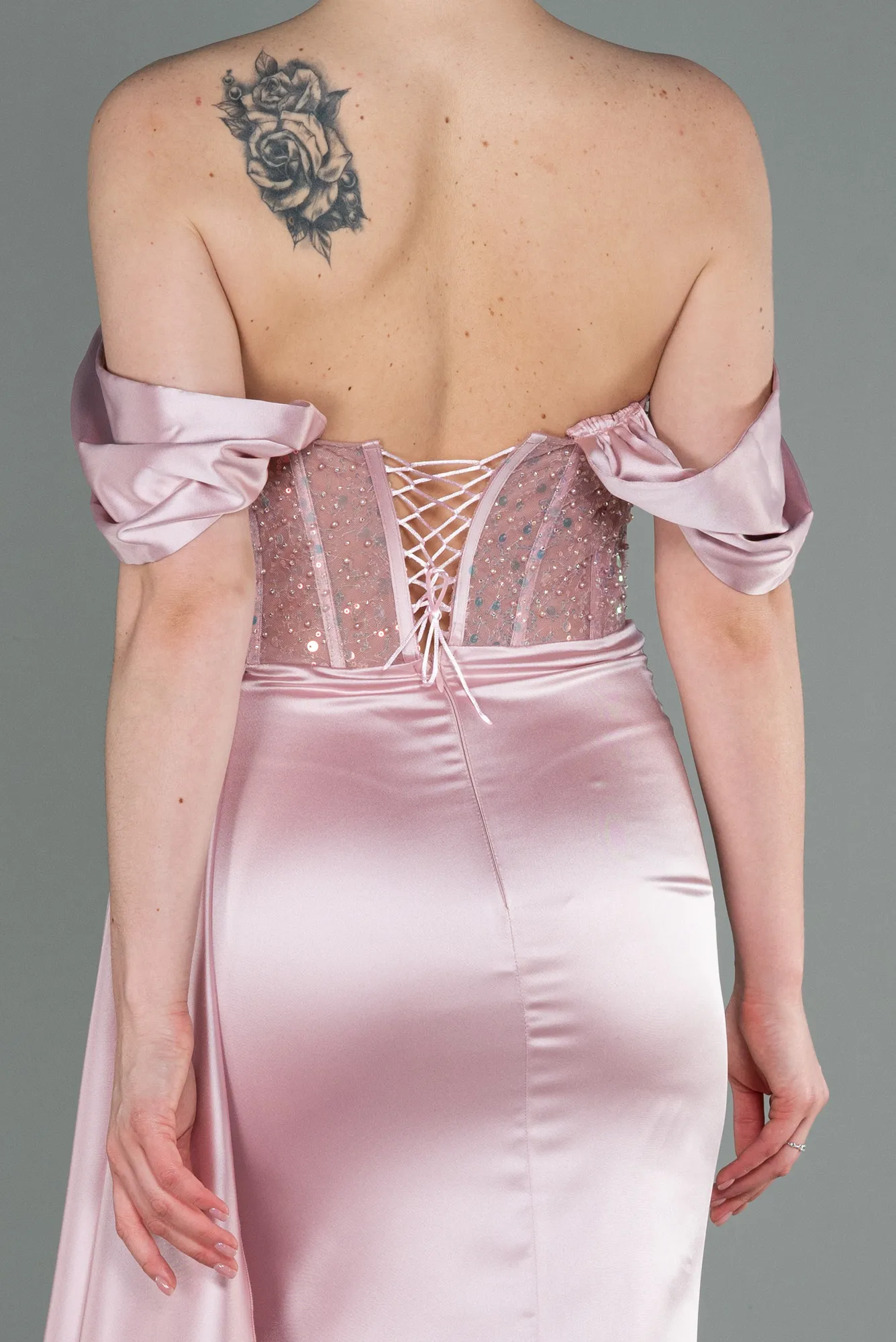 Powder Color-Long Satin Evening Dress ABU3100