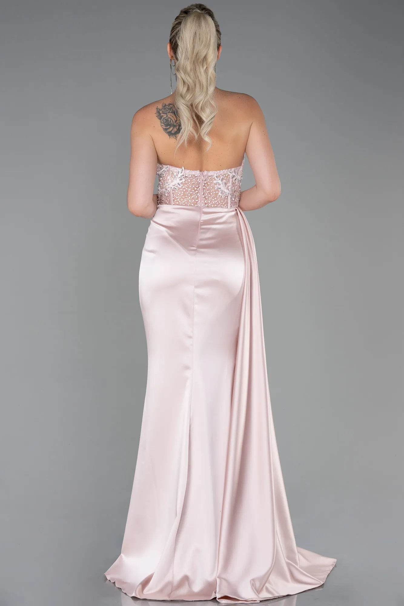 Powder Color-Long Satin Evening Dress ABU3447