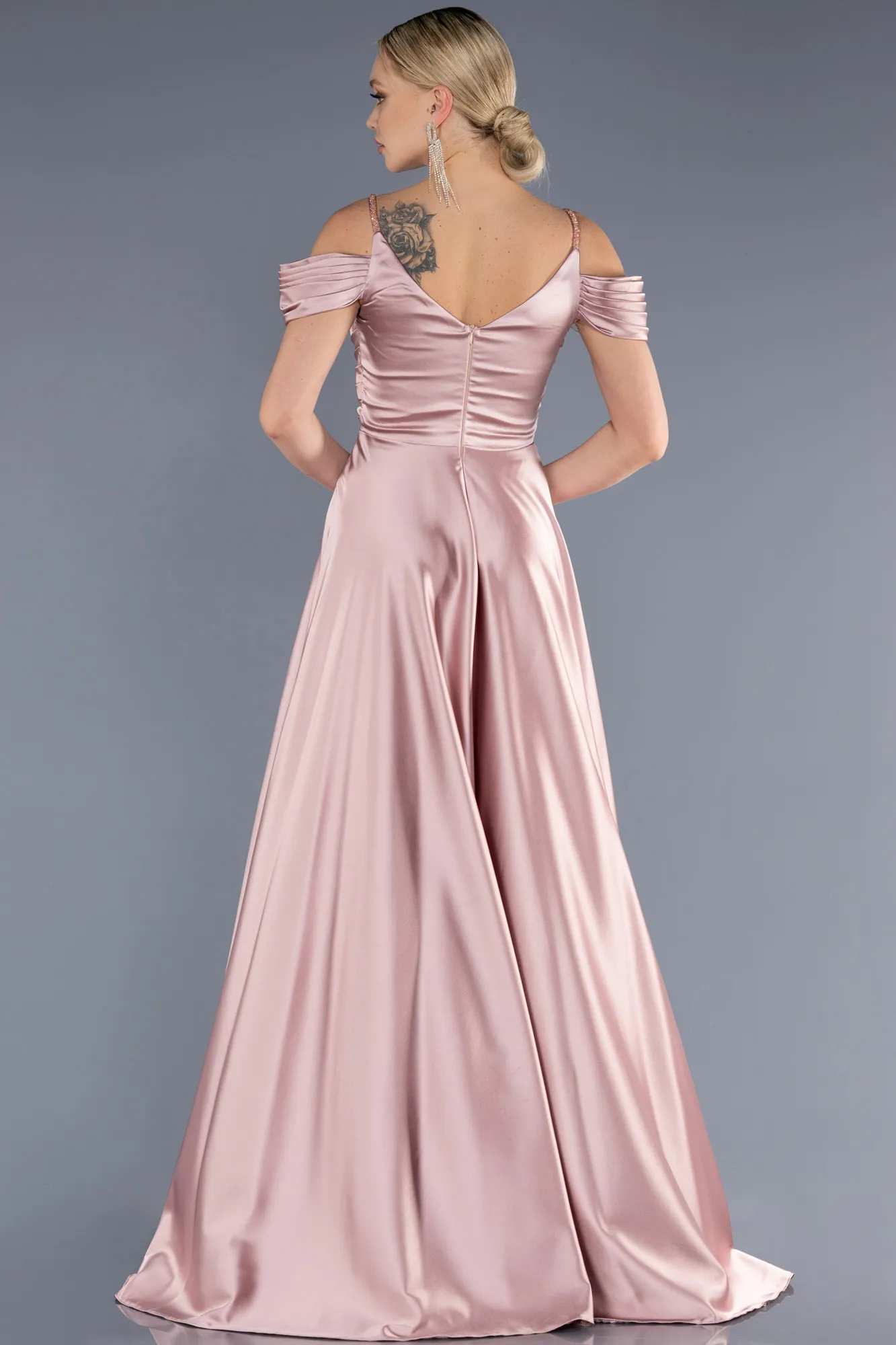 Powder Color-Long Satin Evening Dress ABU3678