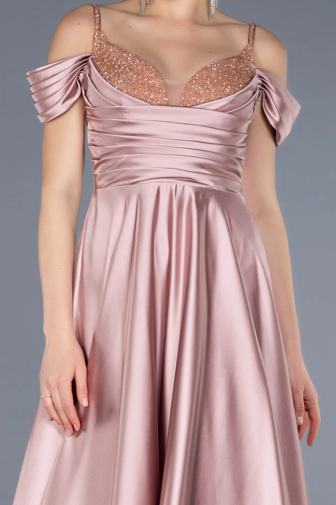 Powder Color-Long Satin Evening Dress ABU3678