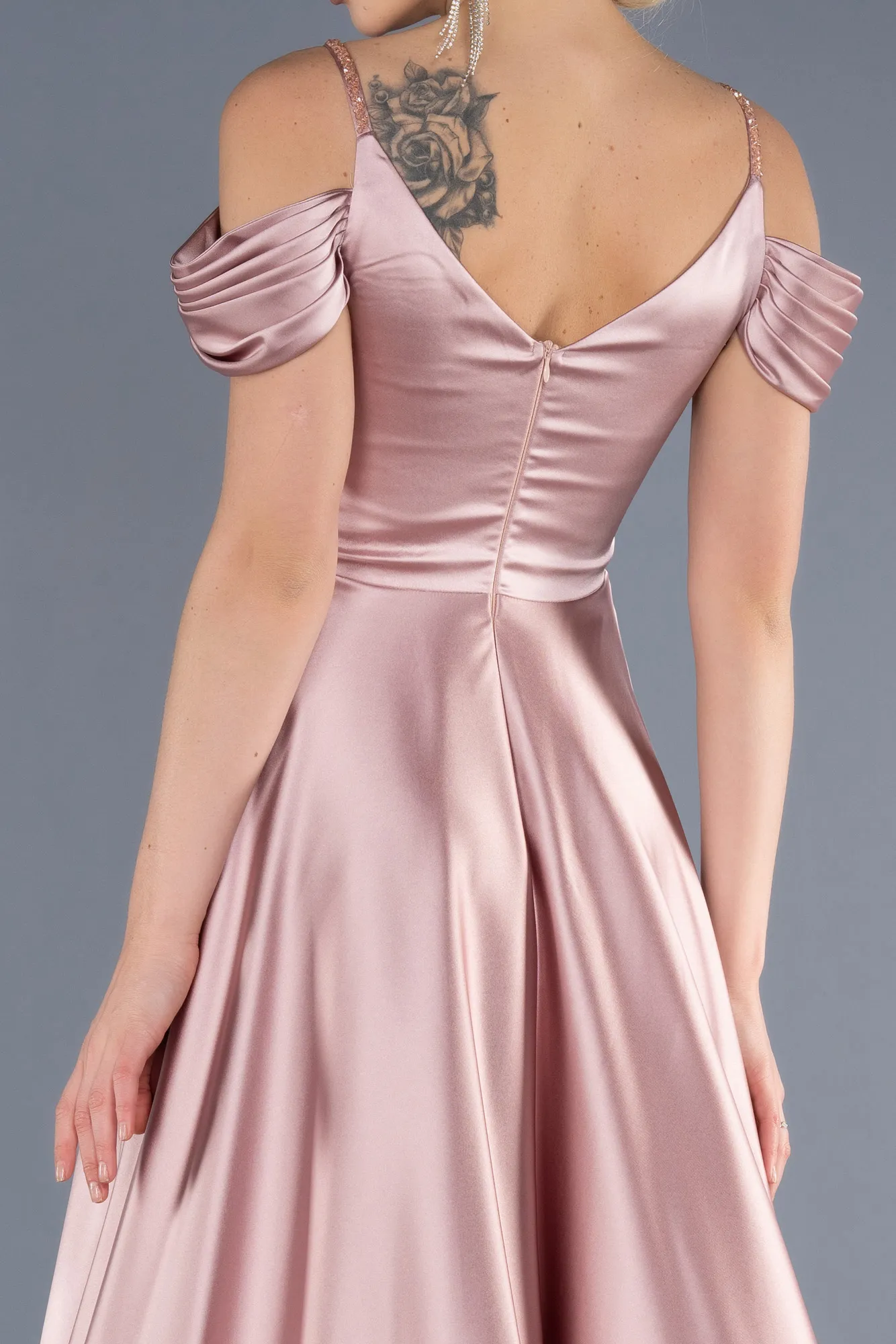 Powder Color-Long Satin Evening Dress ABU3678