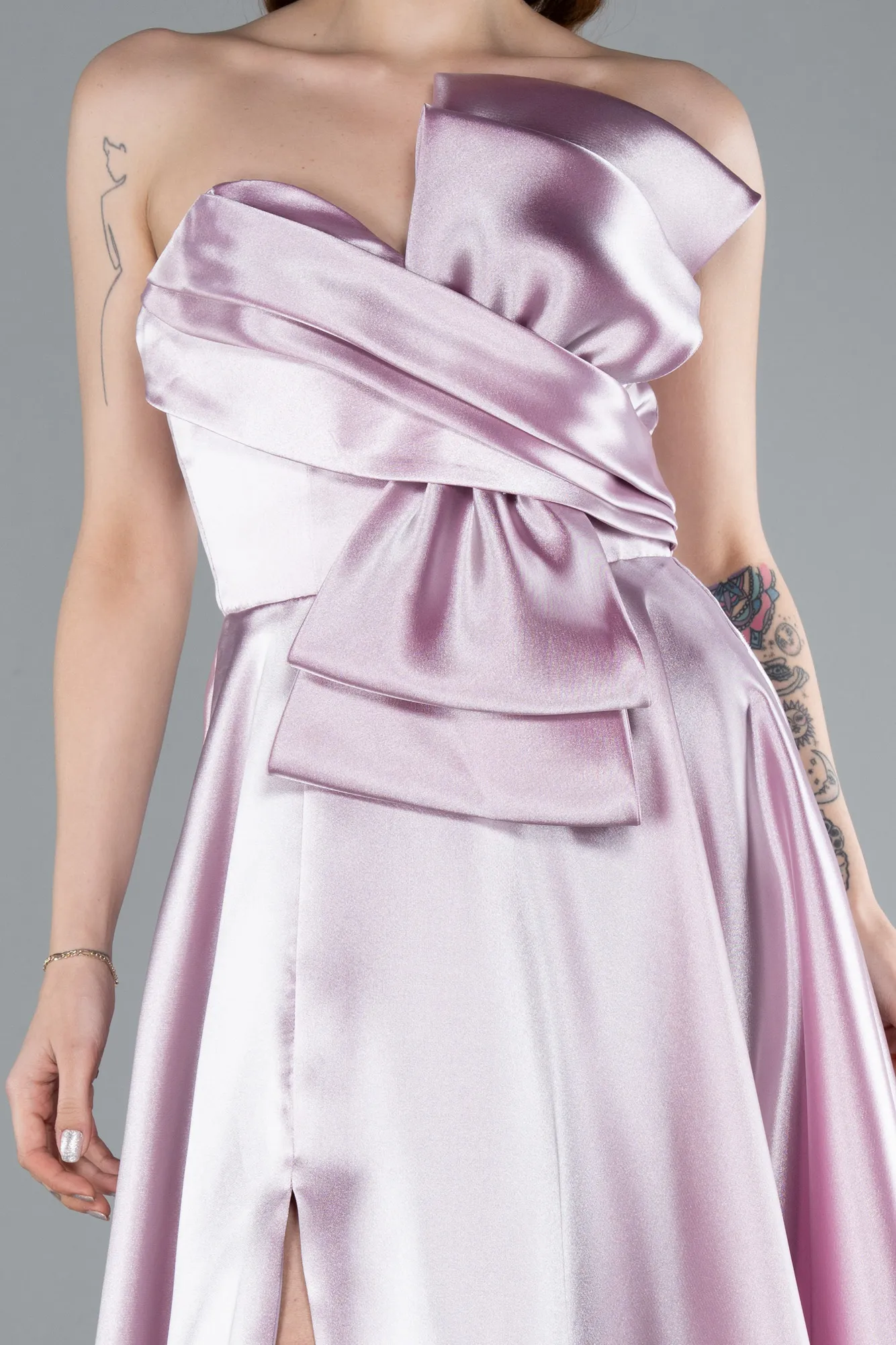 Powder Color-Long Satin Evening Dress ABU4222