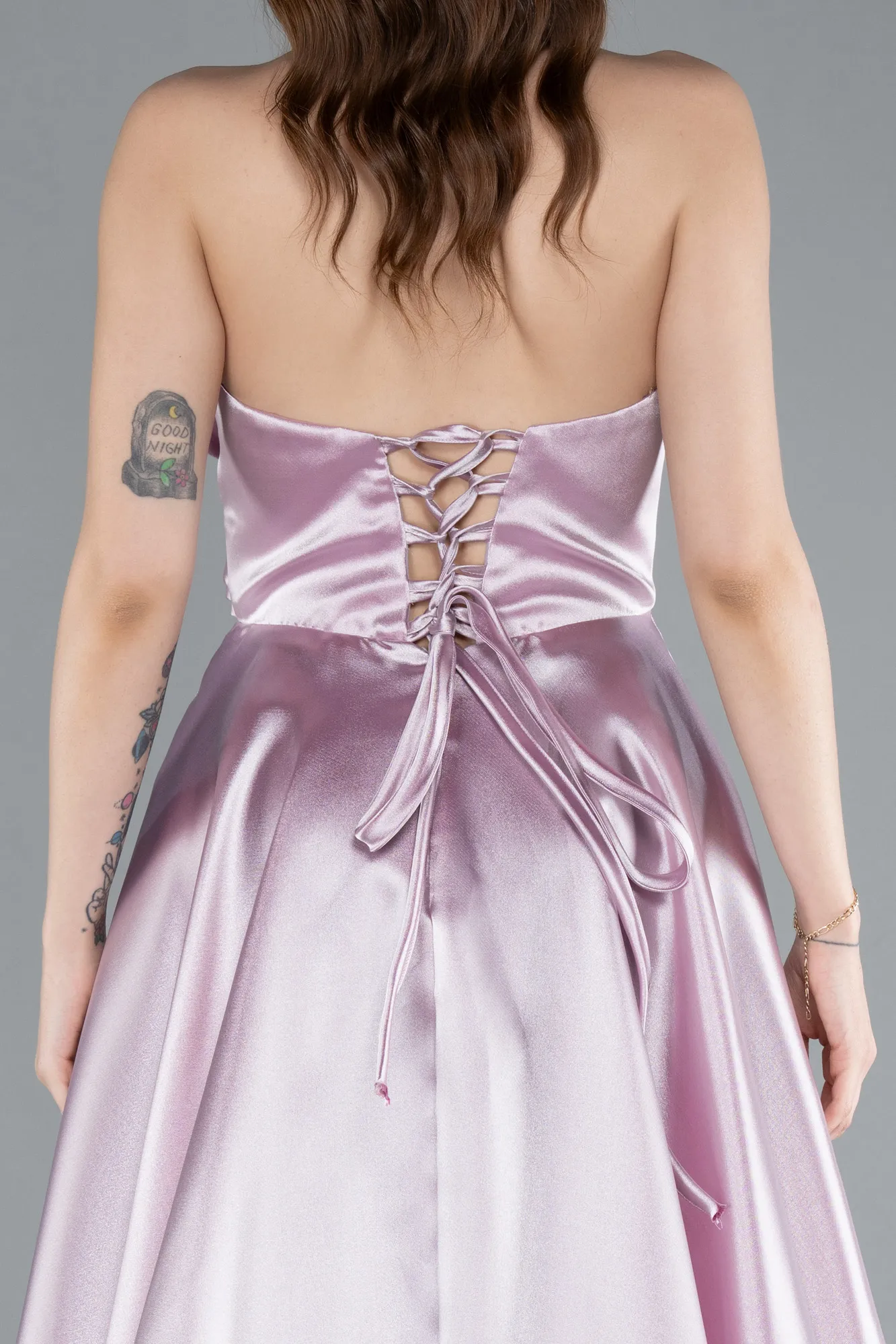 Powder Color-Long Satin Evening Dress ABU4222