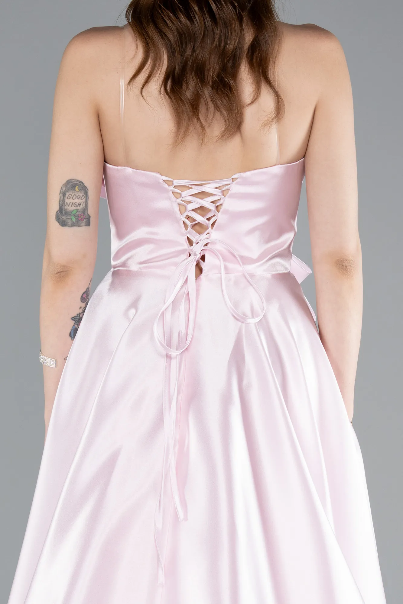 Powder Color-Long Satin Evening Dress ABU4975