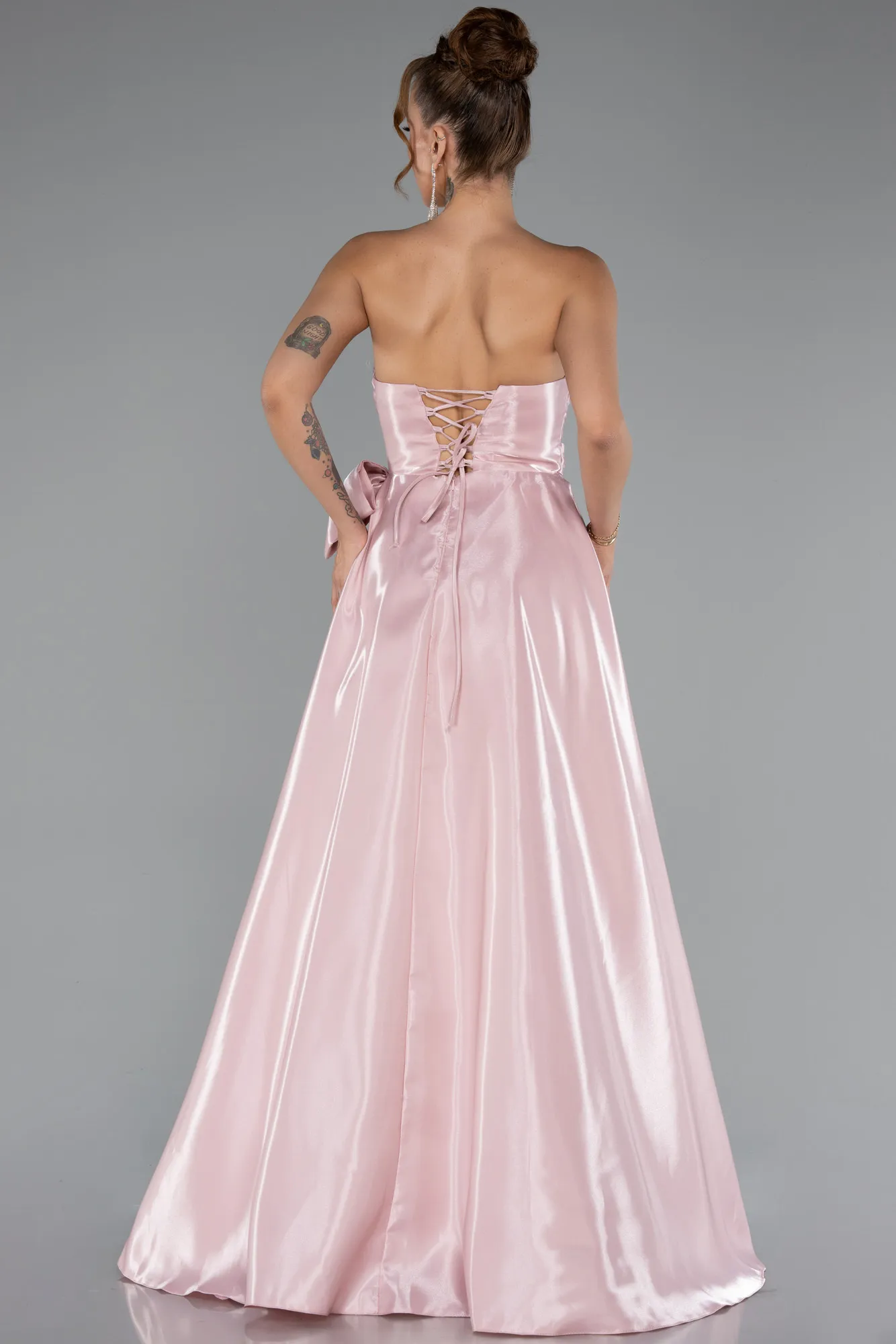Powder Color-Long Satin Evening Dress ABU4991