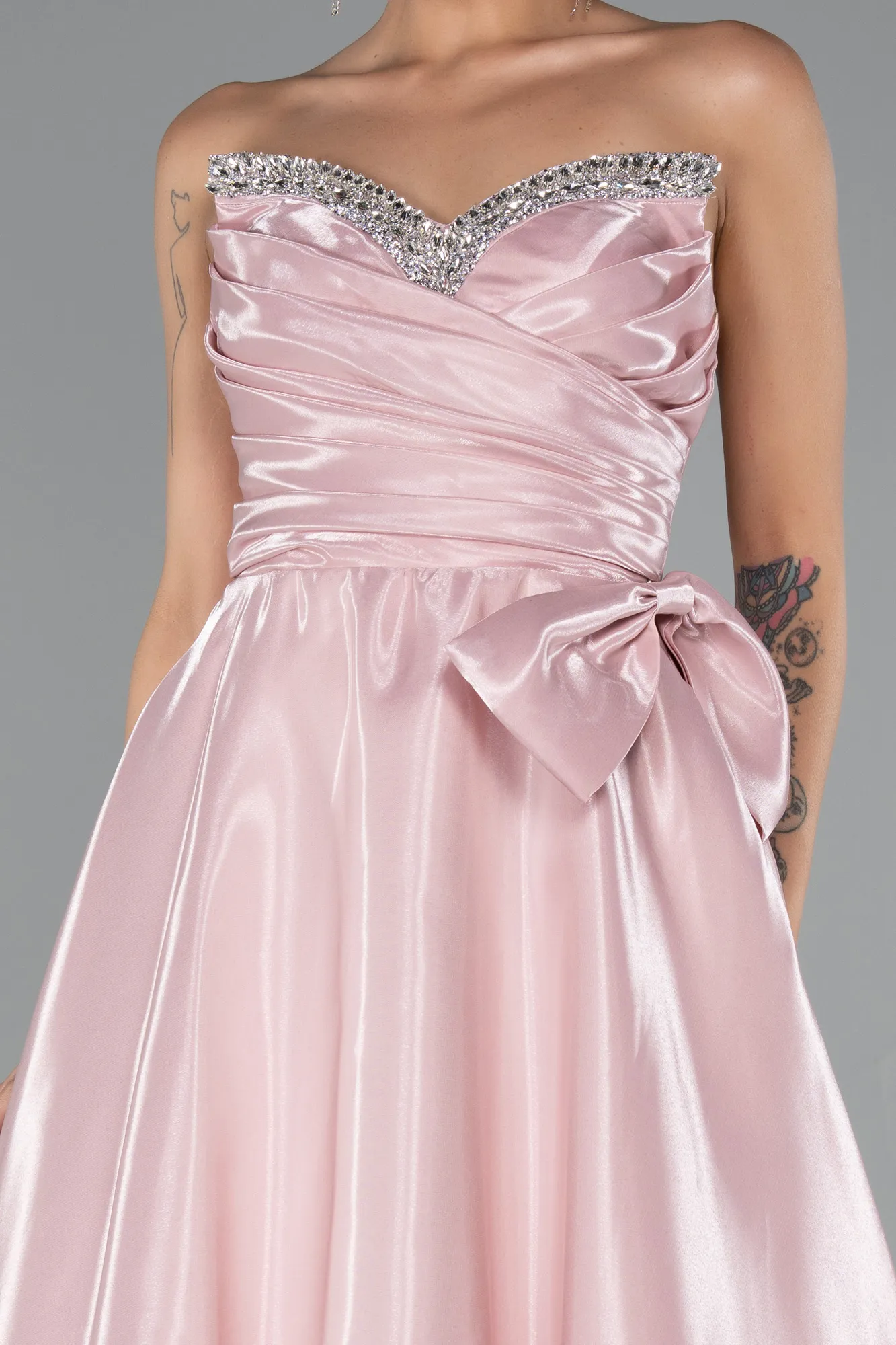 Powder Color-Long Satin Evening Dress ABU4991