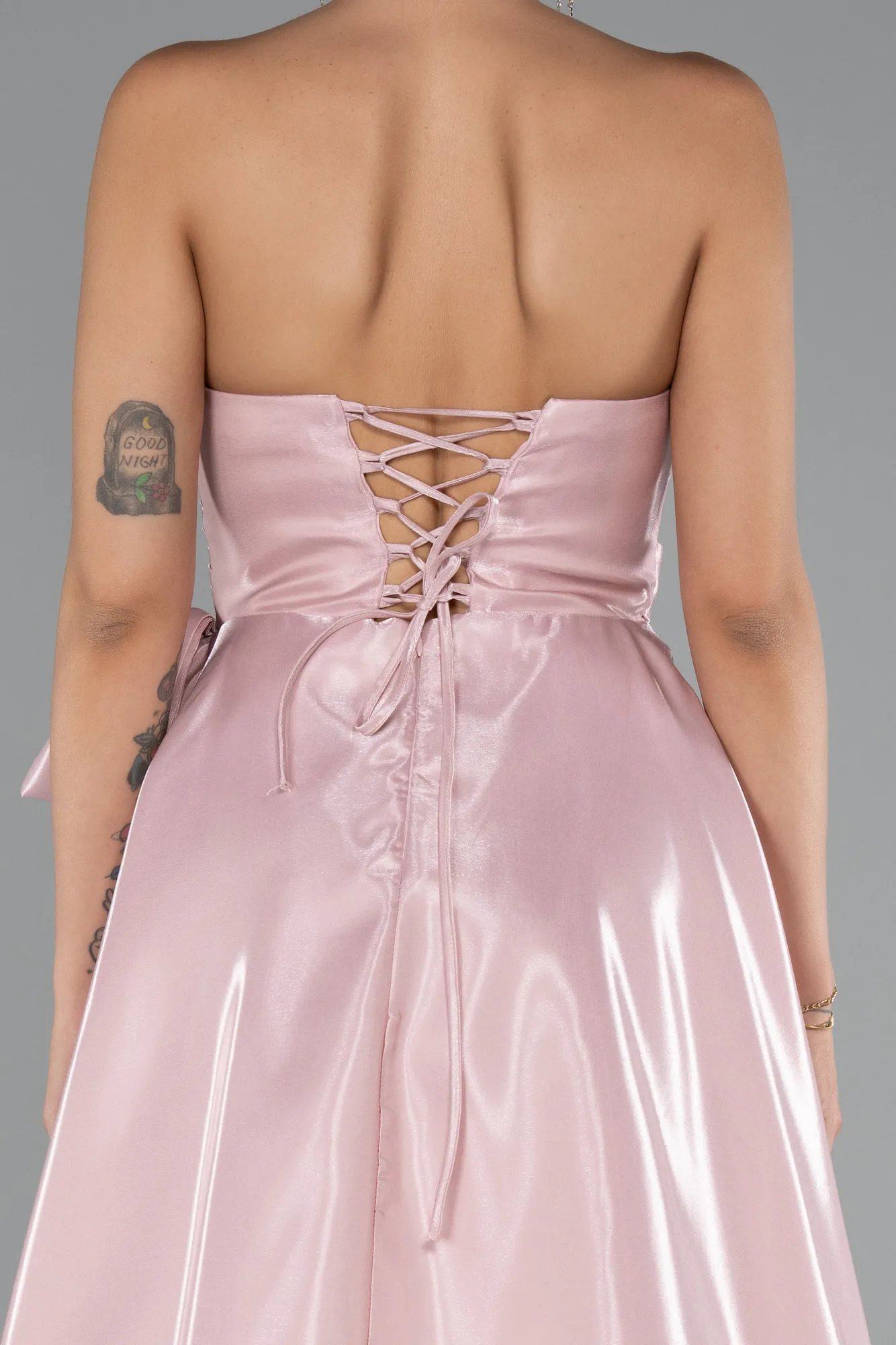 Powder Color-Long Satin Evening Dress ABU4991